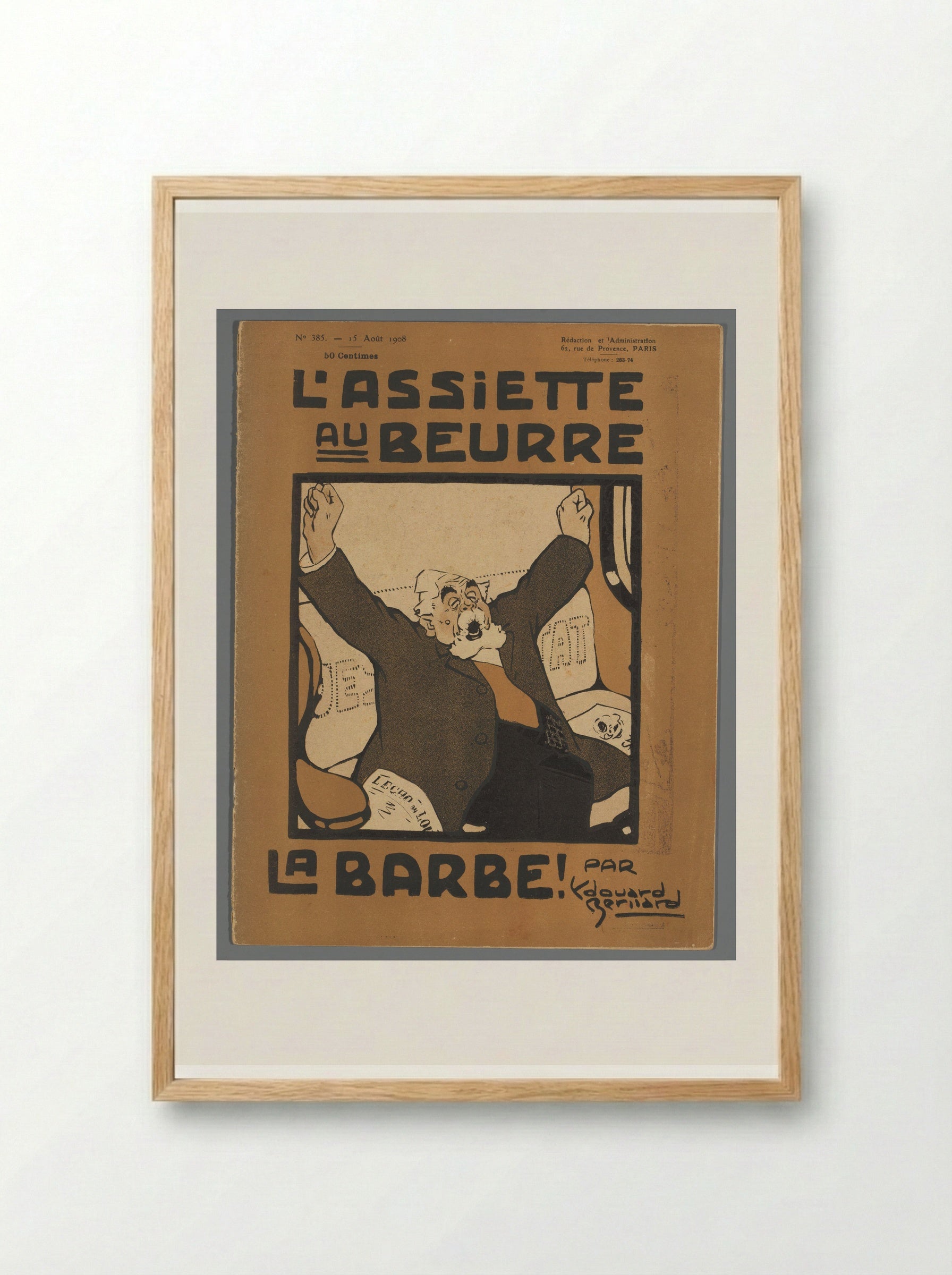 L'Assiette au Beurre, No. 385: La Barbe! - Édouard Berliard - Framed Print Wood