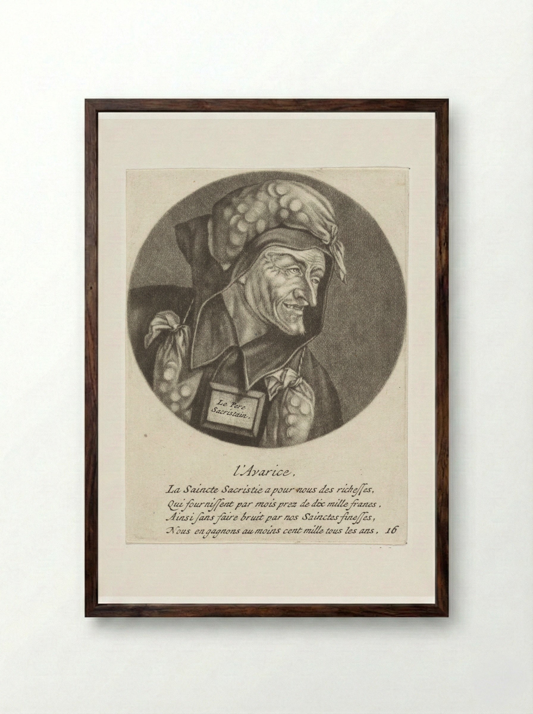 L'Avarice - Jacob Gole - Framed Print Dark Wood