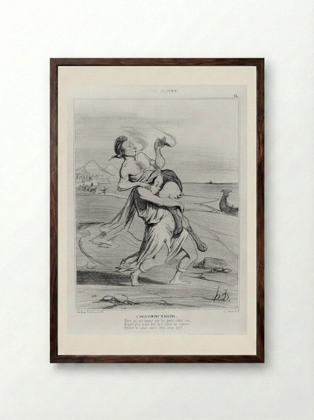 L'Enlèvement d'Hélène - Honoré-Victorin Daumier - Framed Print Dark Wood