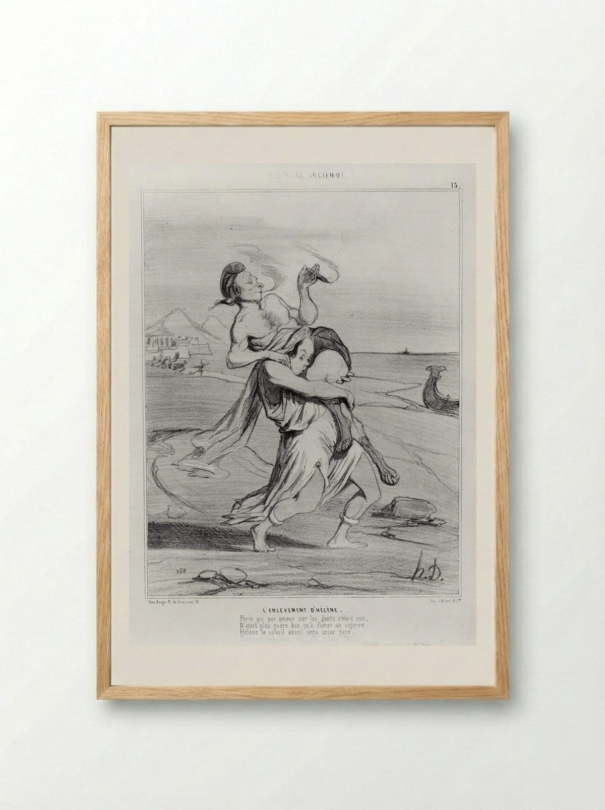 L'Enlèvement d'Hélène - Honoré-Victorin Daumier - Framed Print Wood