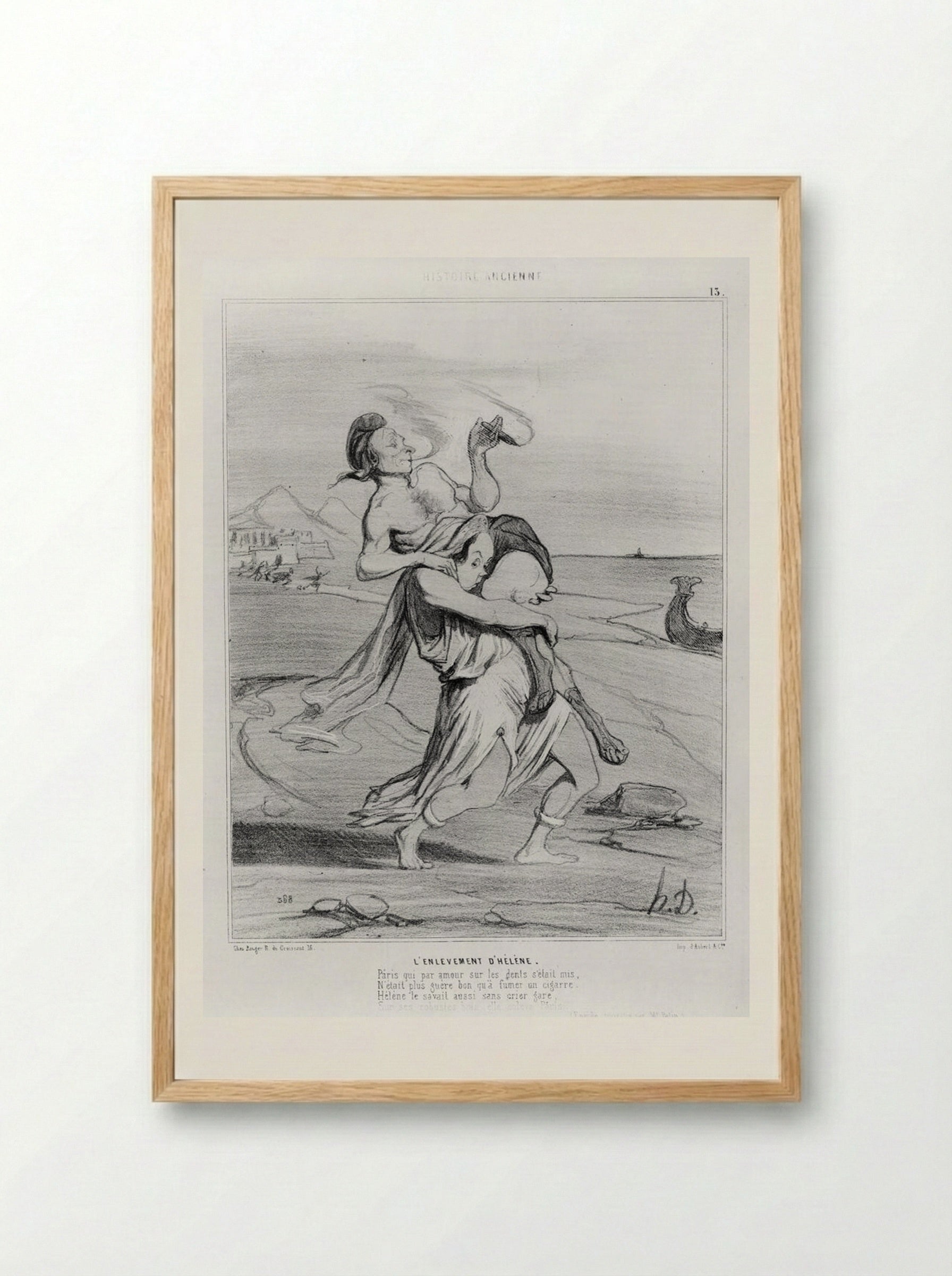 L'Enlèvement d'Hélène - Honoré-Victorin Daumier - Framed Print Wood