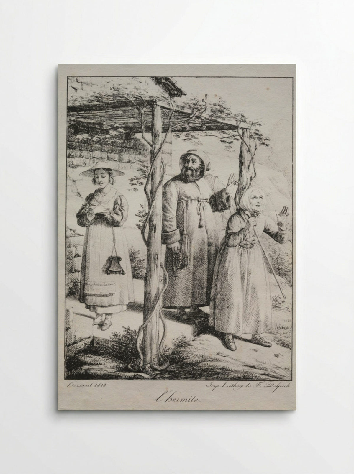 L'Ermite (The Hermit) - Louis Hersent - Poster