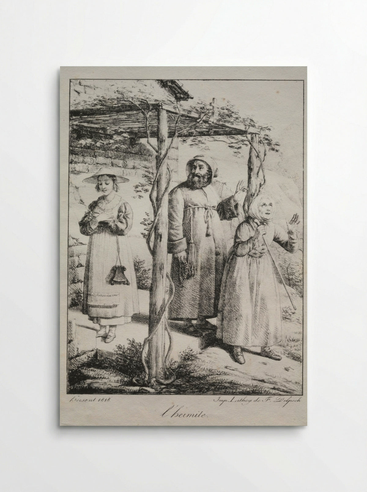 L'Ermite (The Hermit) - Louis Hersent - Poster