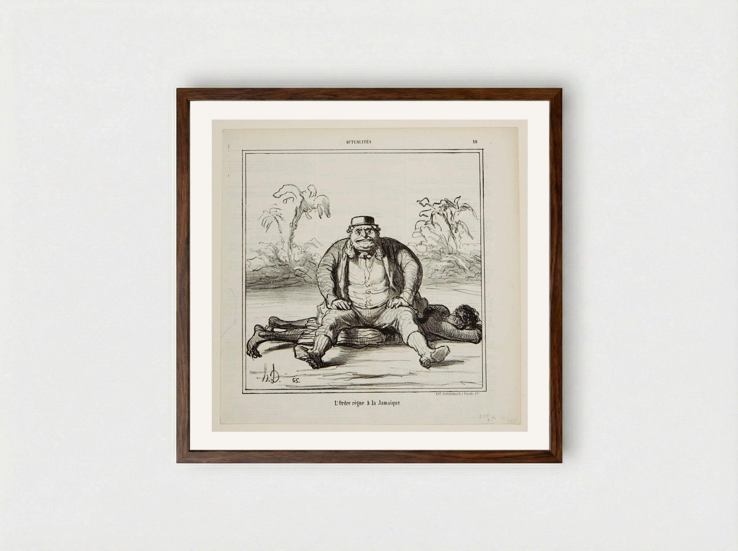 L'Ordre règne à la Jamaïque - Honoré-Victorin Daumier - Framed Print Dark Wood