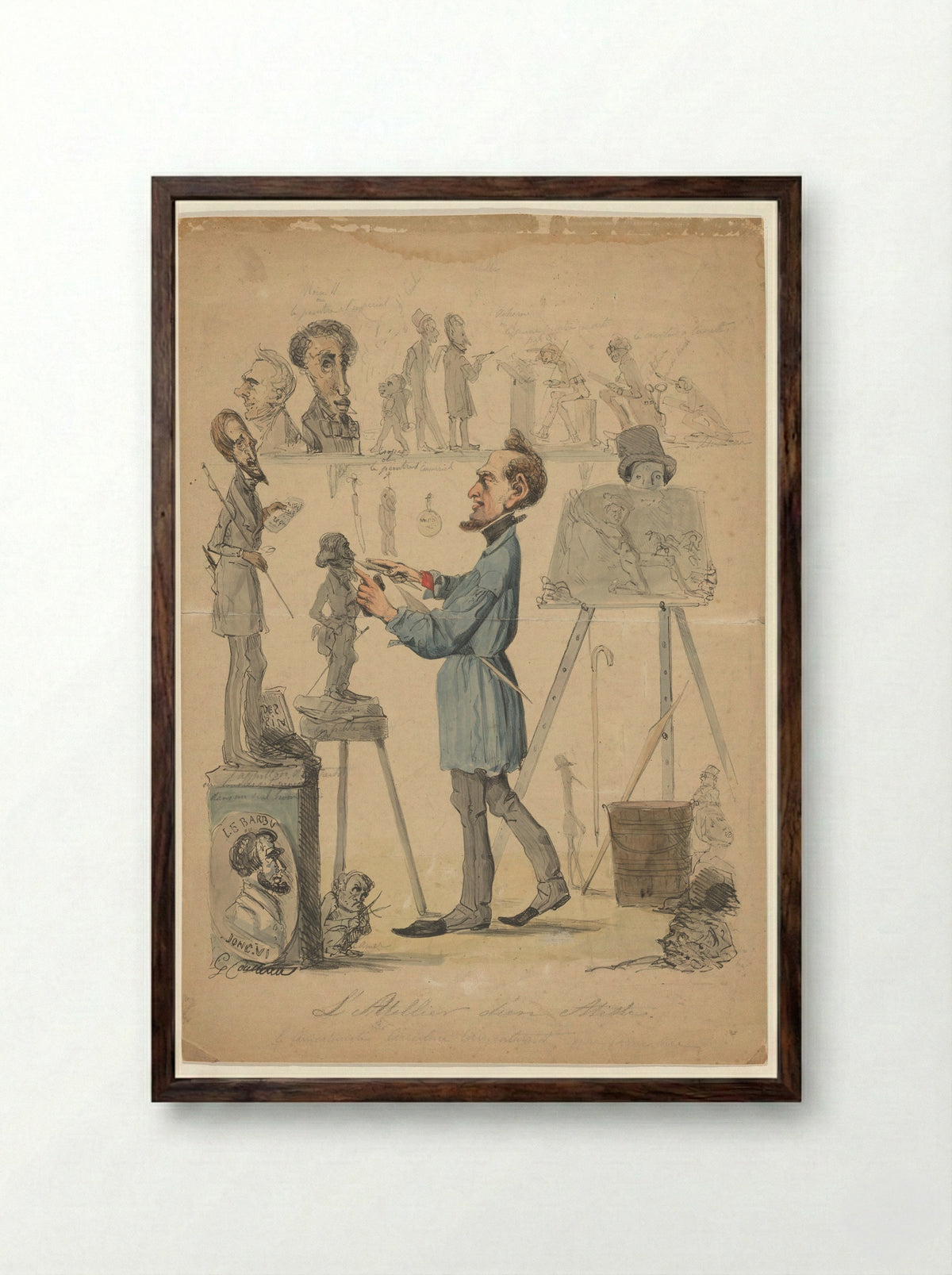 L’atelier d’un Artiste - George Coutteau - Framed Print Dark Wood