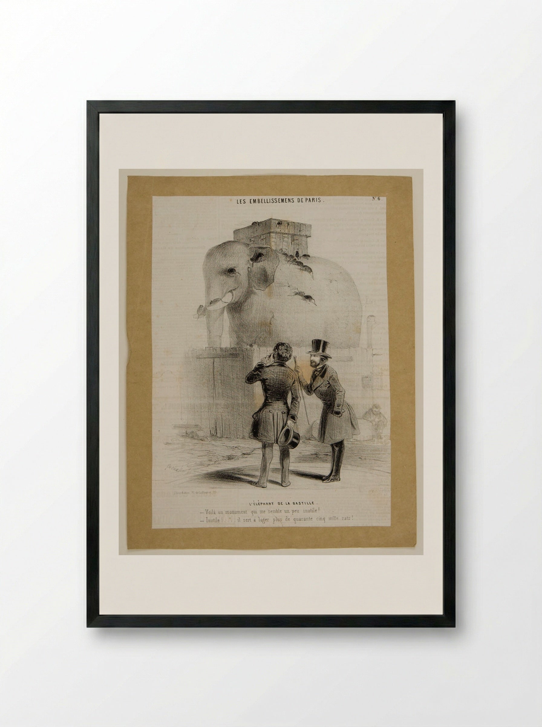 L'Éléphant de la Bastille - Frédéric Bouchot - Framed Print Black