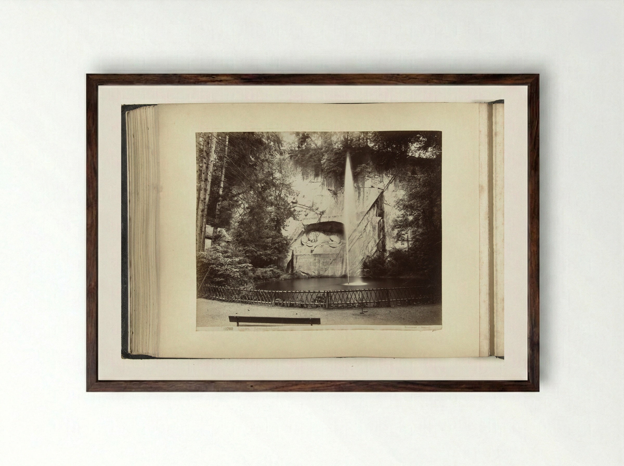 Löwendenkmal in Luzern - Giorgio Sommer - Framed Print Dark Wood