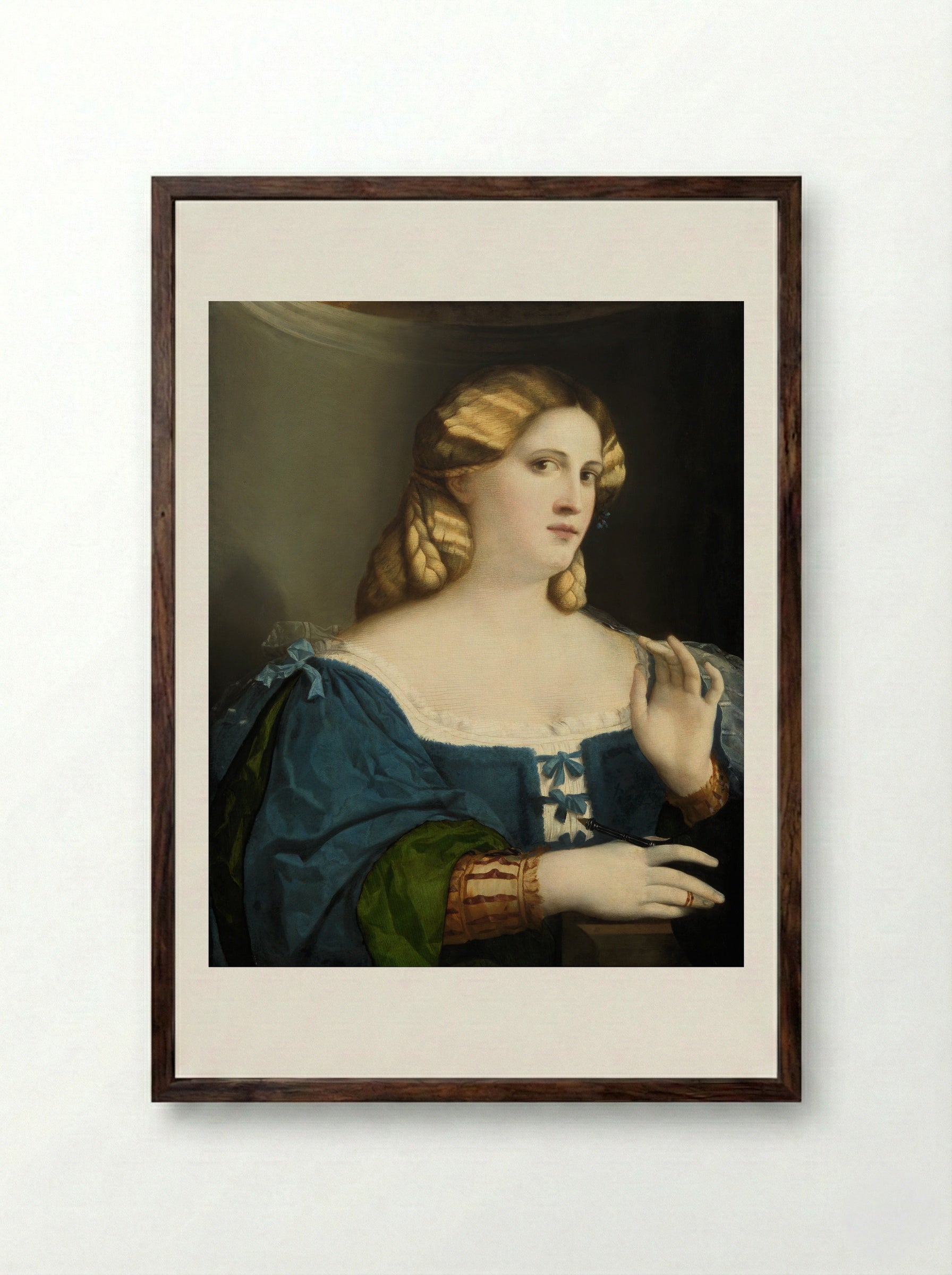 La Bella - Jacopo Palma il Vecchio - Framed Print Dark Wood