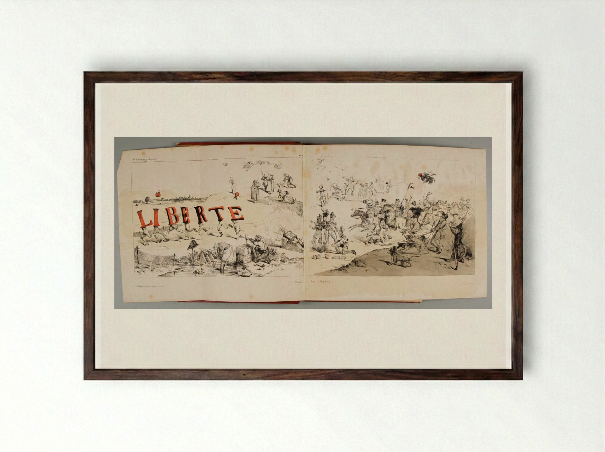 La Caricature - Various Artists - Framed Print Dark Wood