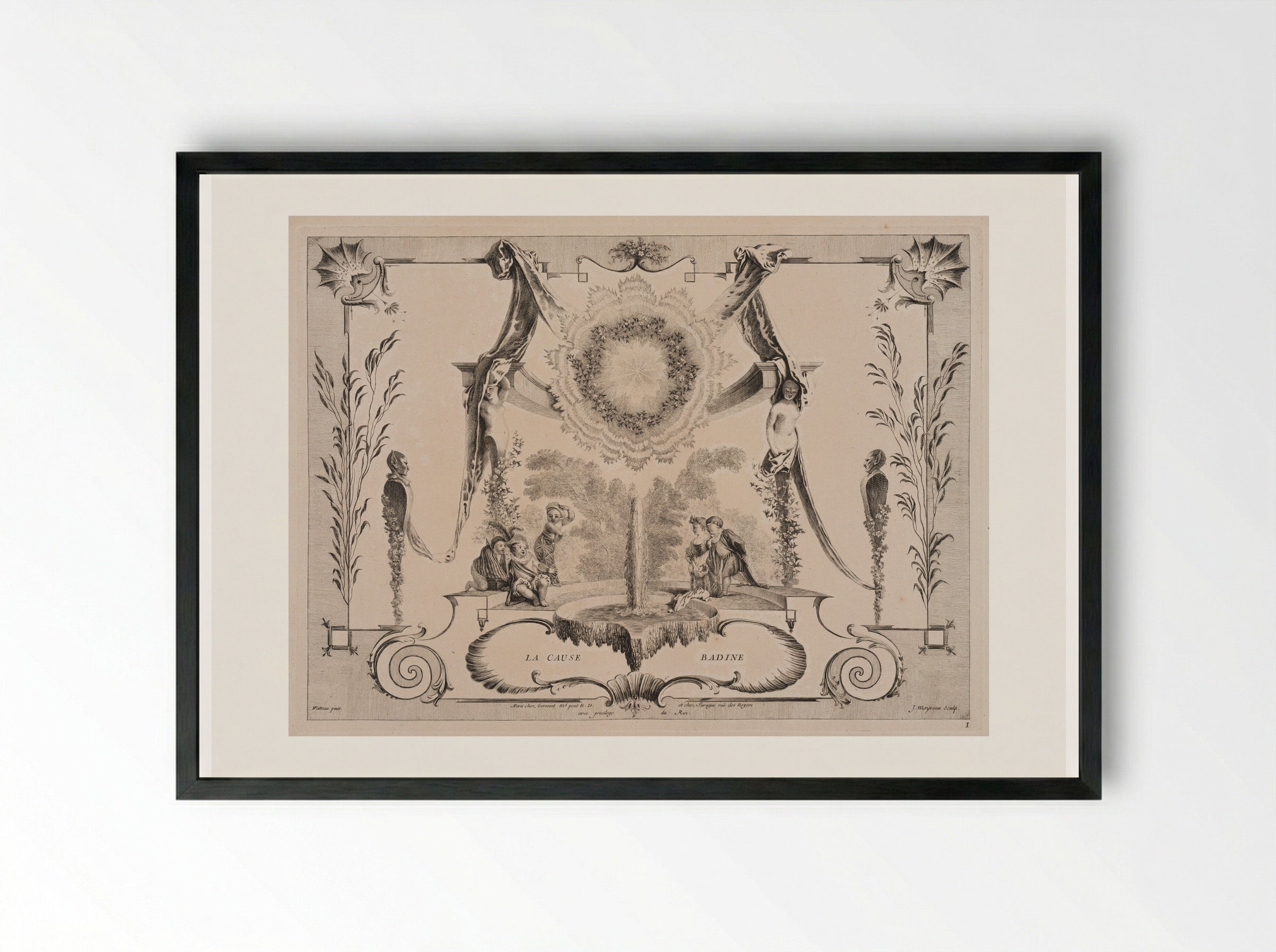 La Cause Badine - Jean Moyreau - Framed Print Black