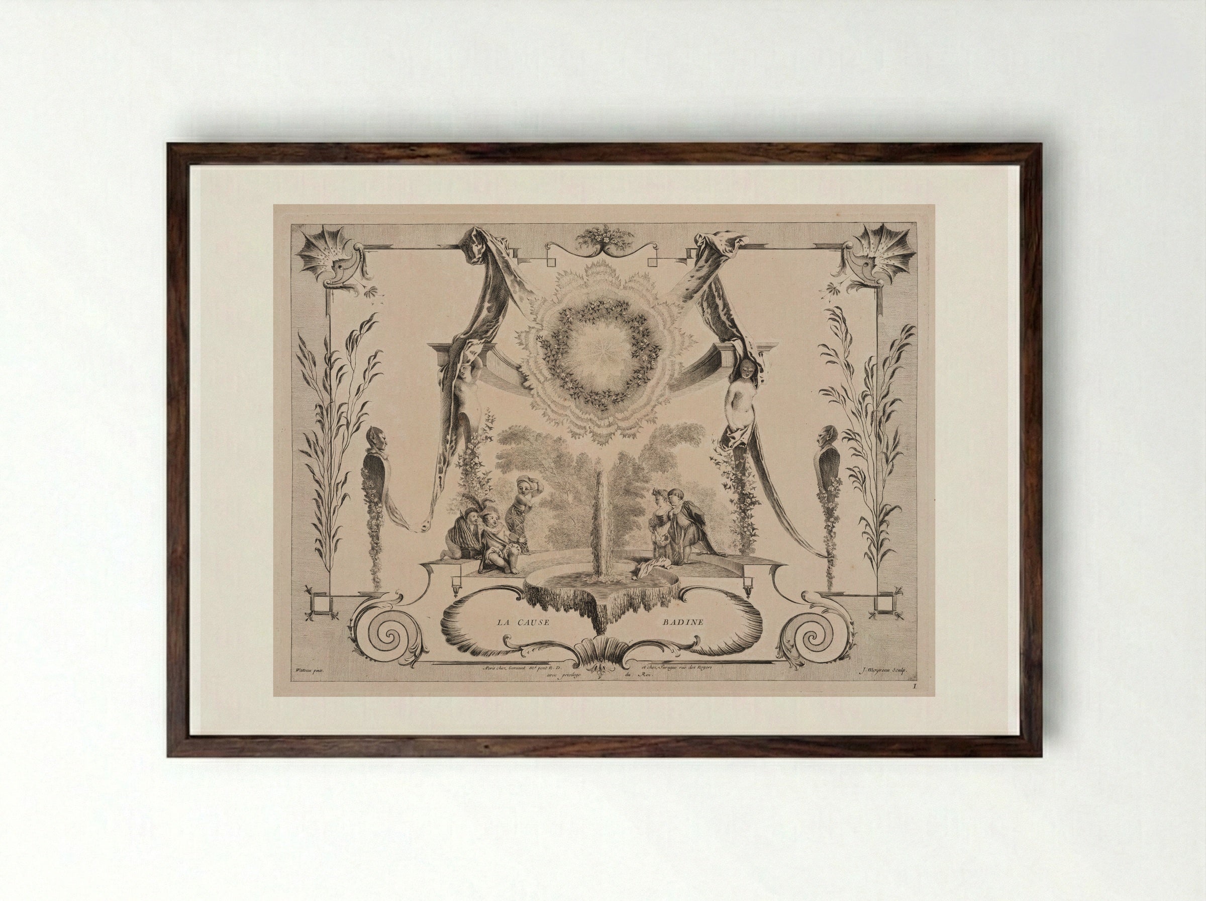 La Cause Badine - Jean Moyreau - Framed Print Dark Wood