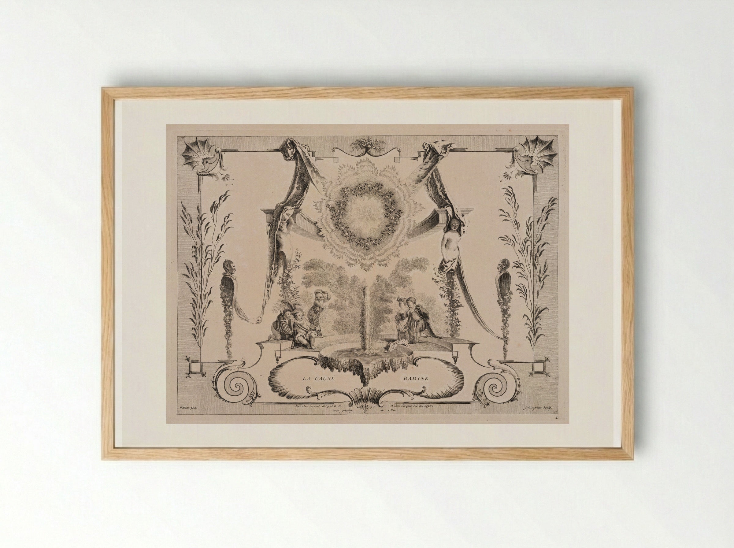 La Cause Badine - Jean Moyreau - Framed Print Wood