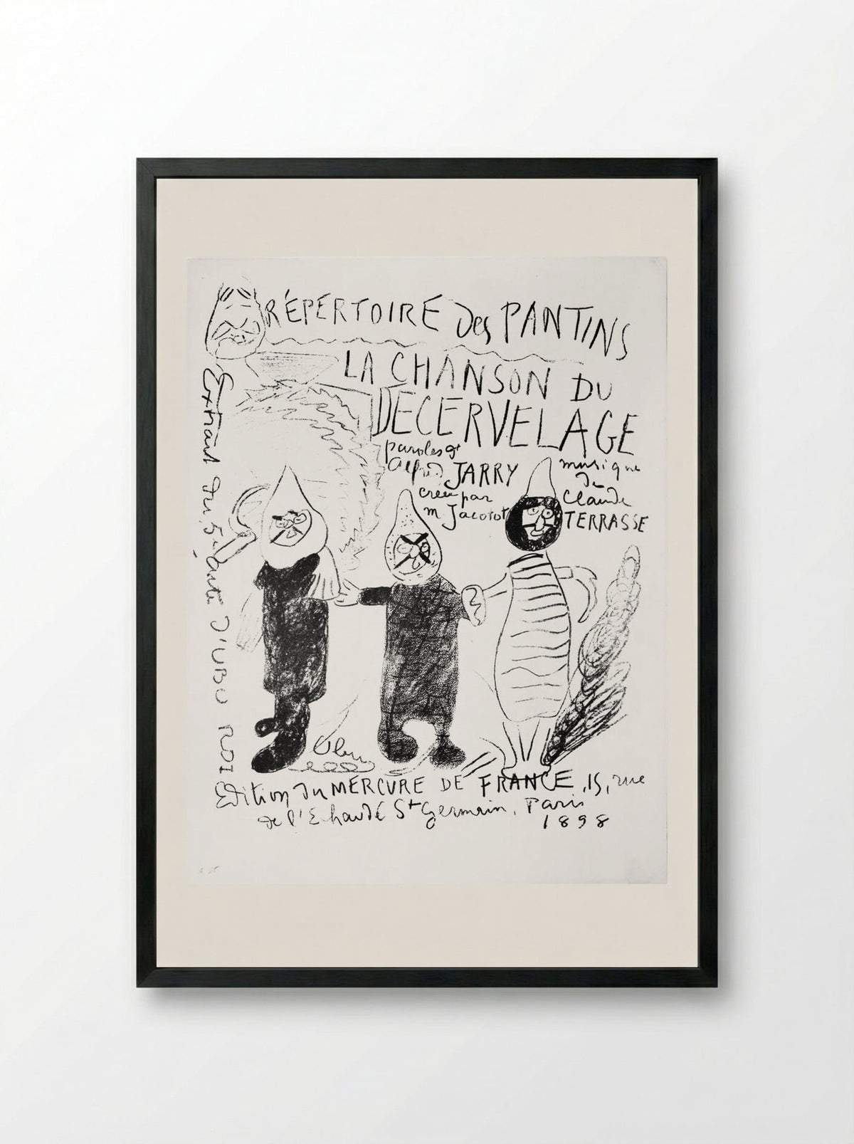 La Chanson du decervelage - Alfred Jarry - Framed Print Black