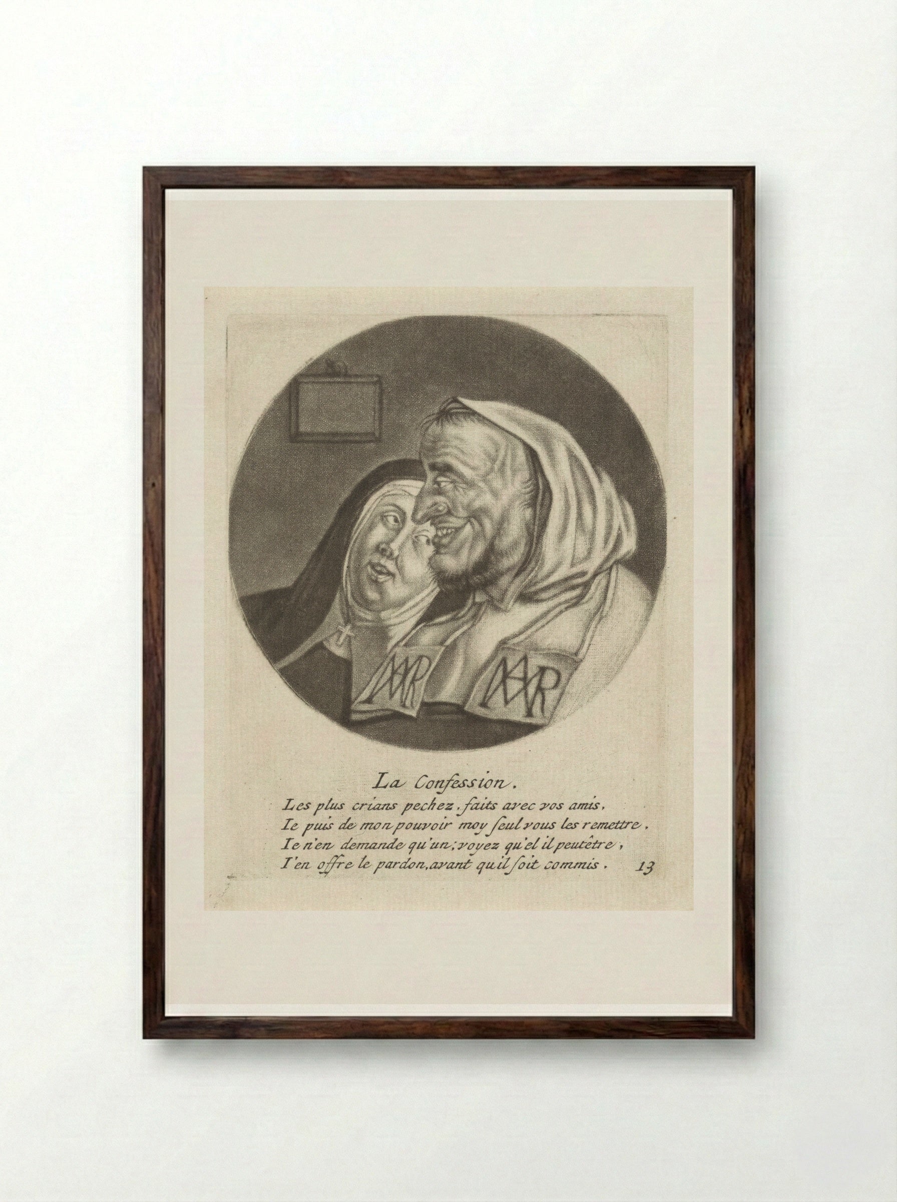La Confession - Jacob Gole - Framed Print Dark Wood