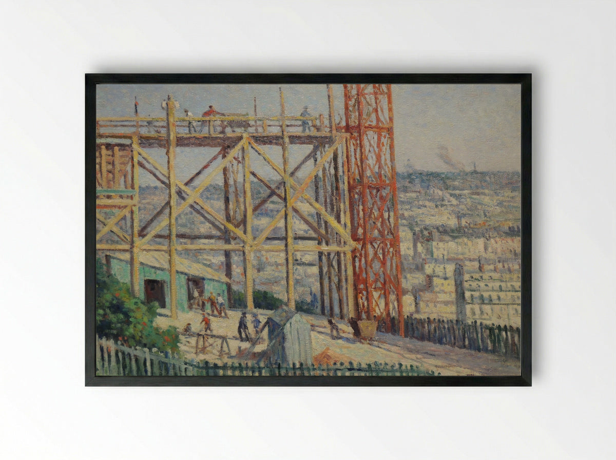 La Construction du Sacré-Coeur - Maximilien Luce - Framed Print Black