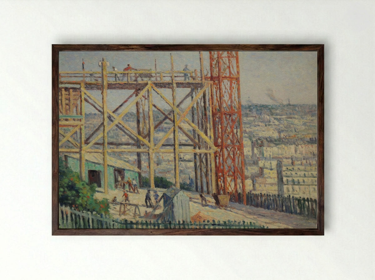 La Construction du Sacré-Coeur - Maximilien Luce - Framed Print Dark Wood