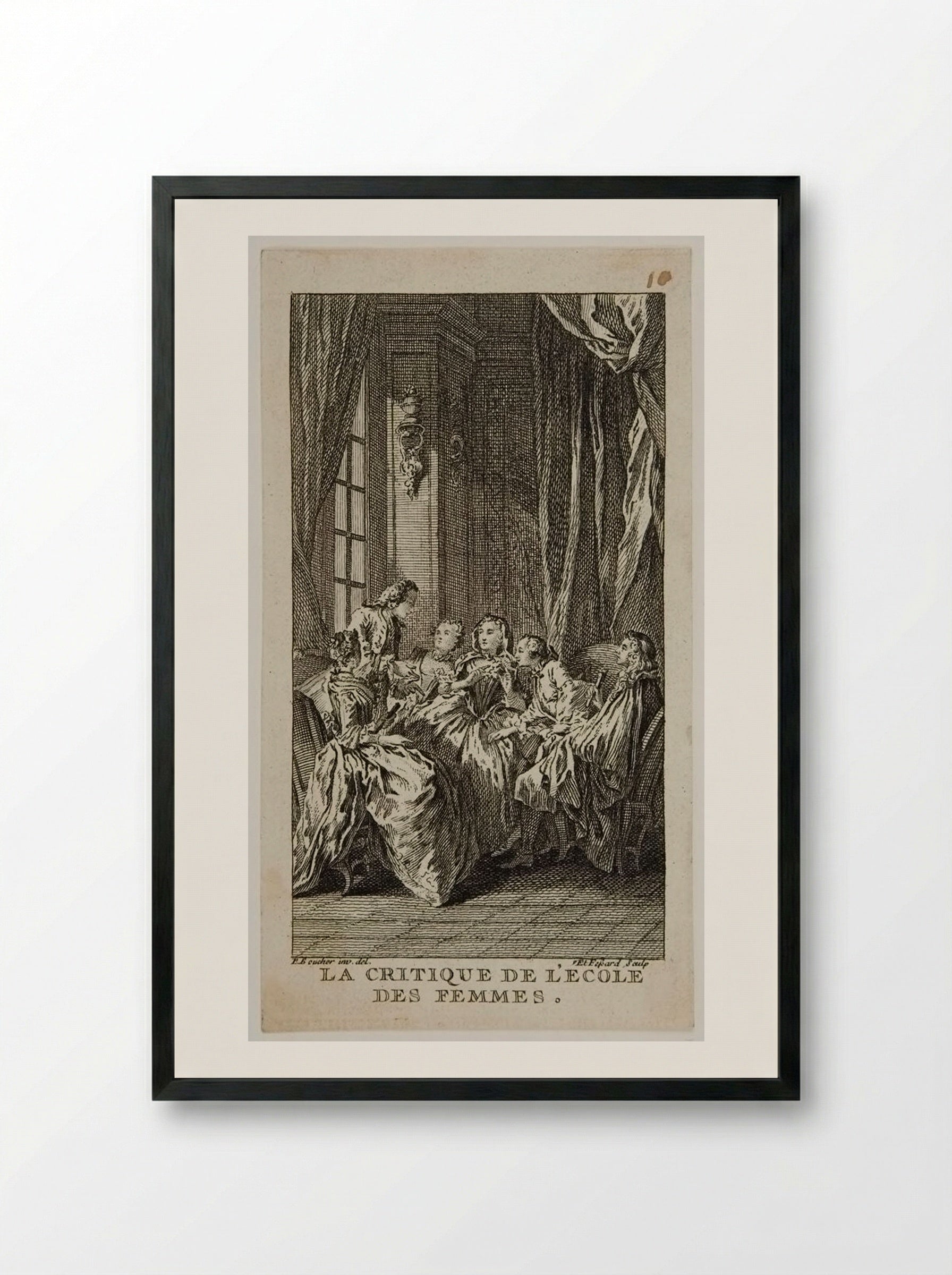 La Critique de l'école des femmes - Étienne Fessard - Framed Print Black