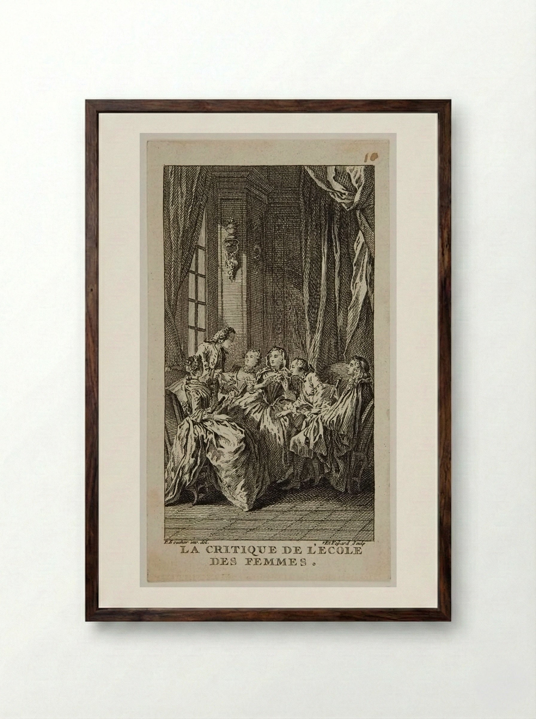 La Critique de l'école des femmes - Étienne Fessard - Framed Print Dark Wood
