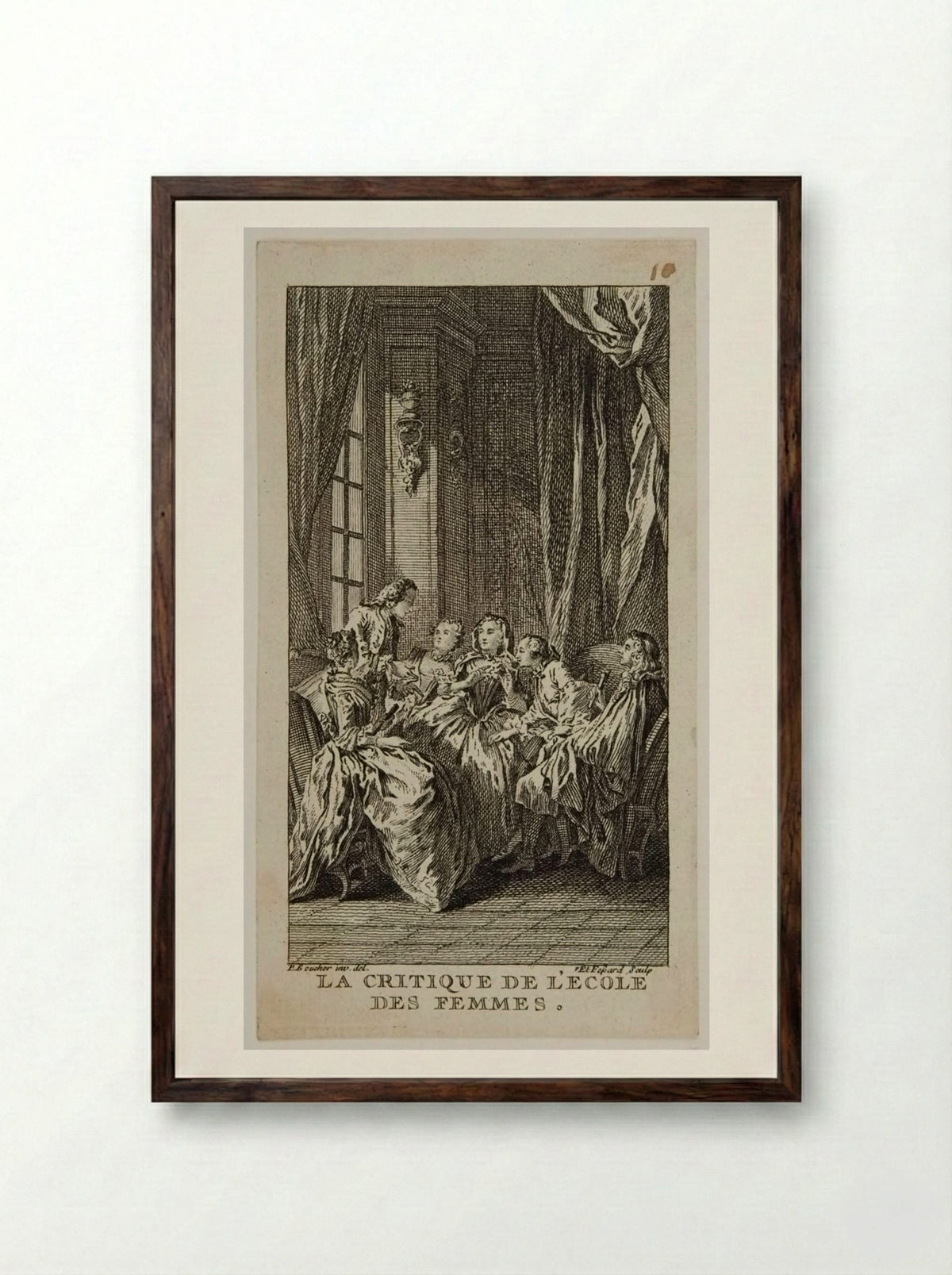 La Critique de l'école des femmes - Étienne Fessard - Framed Print Dark Wood