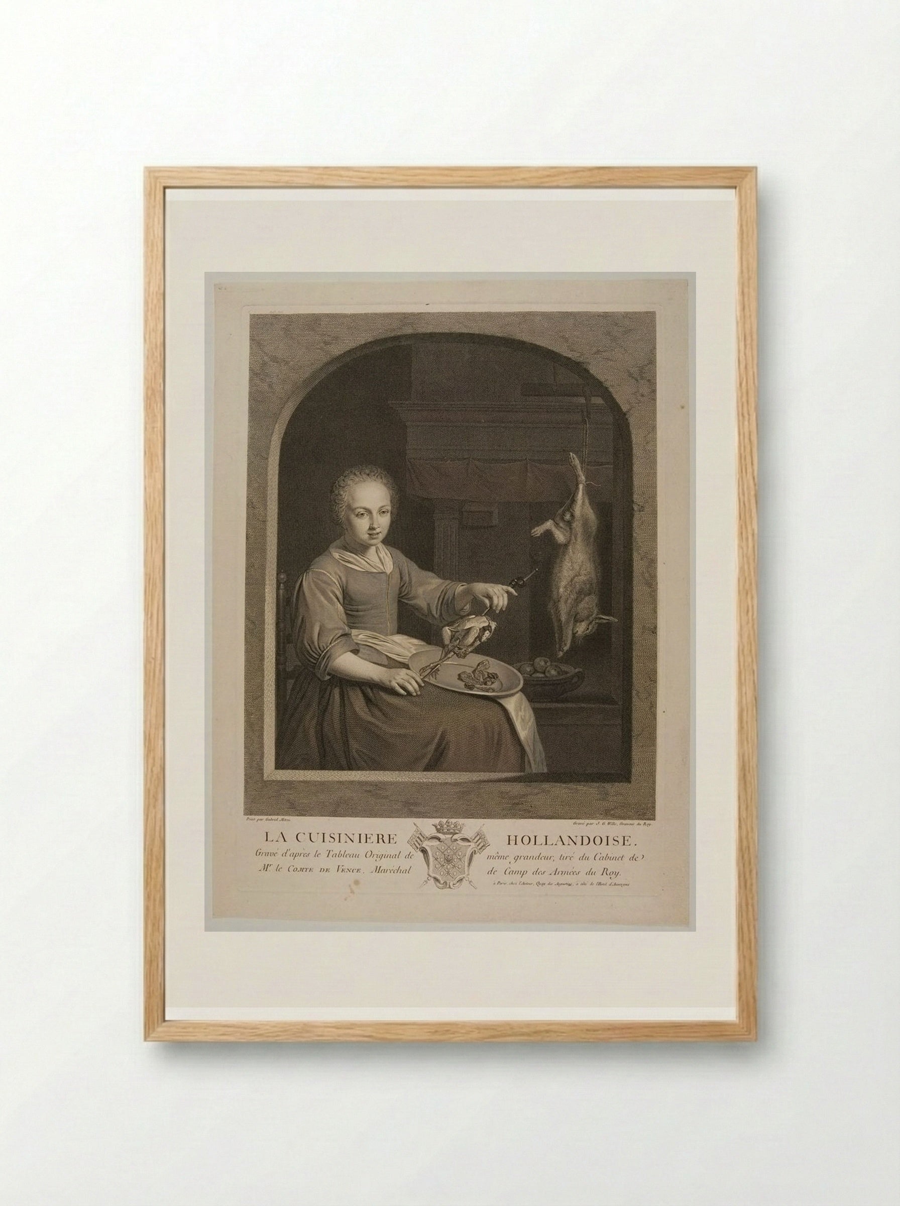 La Cuisinière Hollandoise - Johann Georg Wille - Framed Print Wood