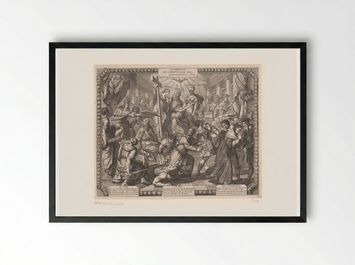 La Déroute et Confusion des Ianssenistes - Abraham Bosse - Framed Print Black