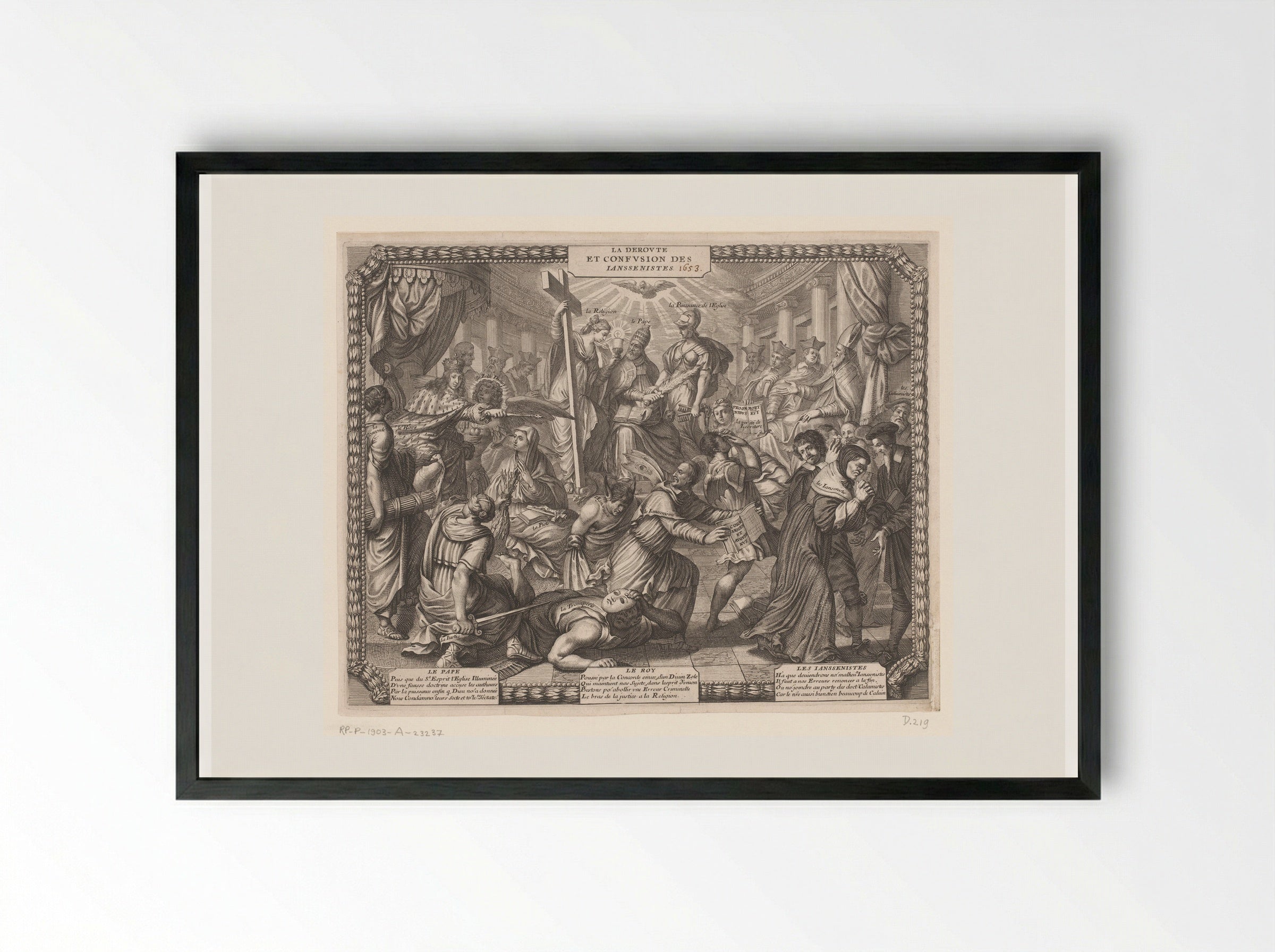 La Déroute et Confusion des Ianssenistes - Abraham Bosse - Framed Print Black