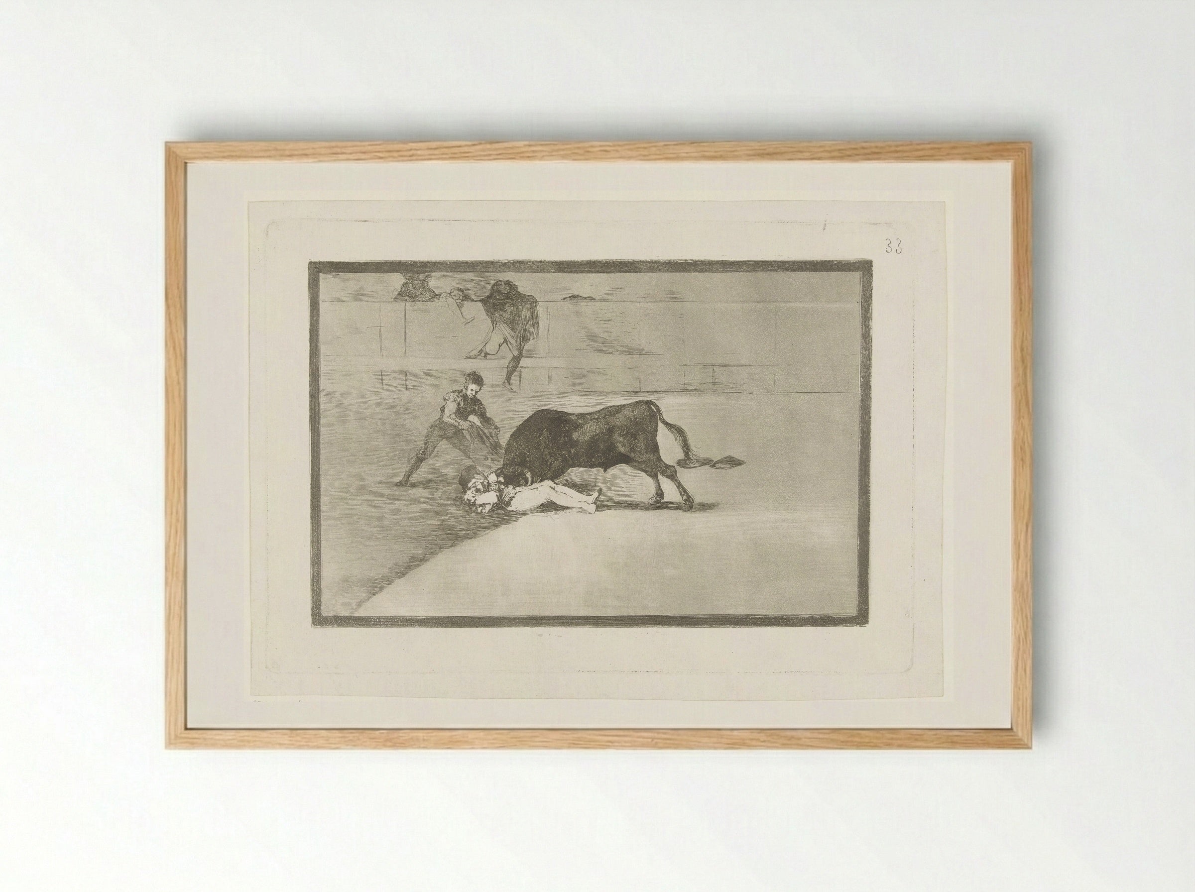 La Desgraciada muerte de Pepe-Hillo en la plaza de Madrid - Francisco de Goya - Framed Print Wood