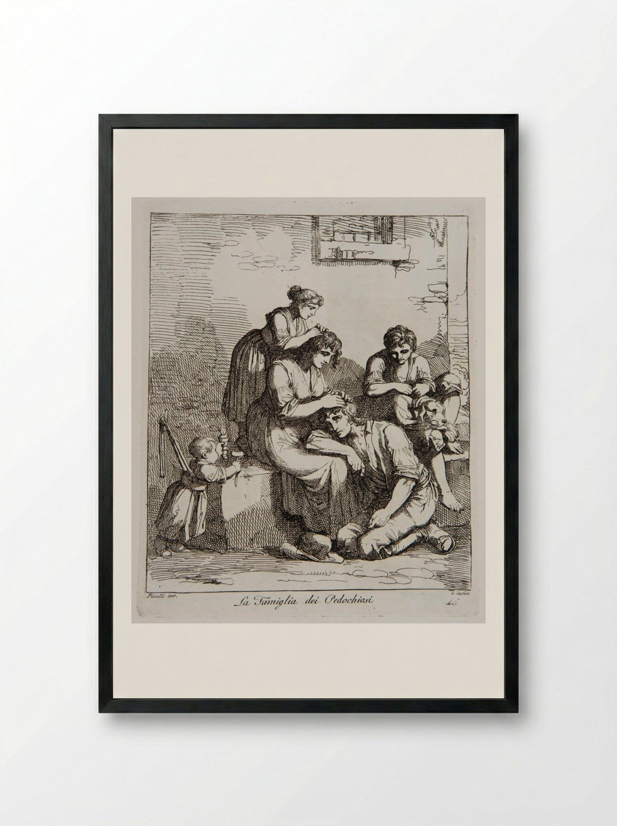 La Famiglia dei Pedochiosi - Bartolomeo Pinelli - Framed Print Black