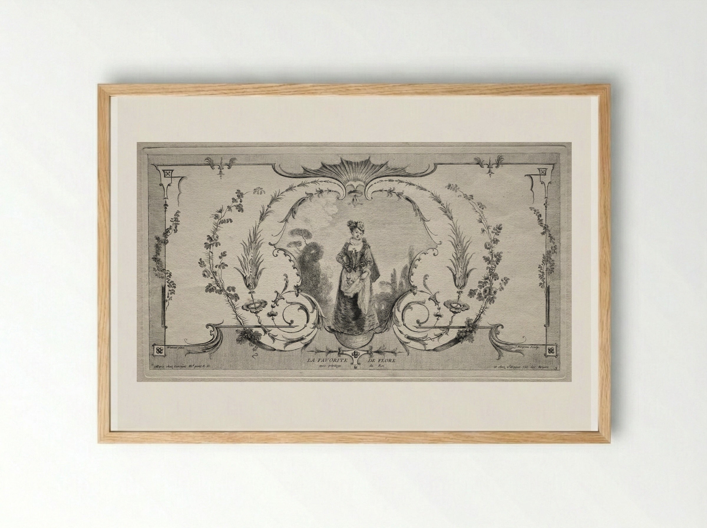 La Favorite de Flore - Jean Moyreau - Framed Print Wood