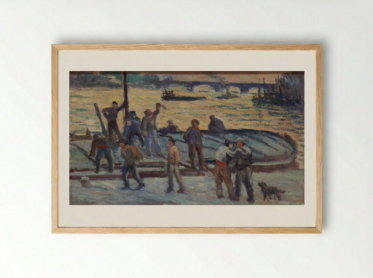 La Fin De La Journée. Débardeurs De Ciment - Maximilien Luce - Framed Print Wood