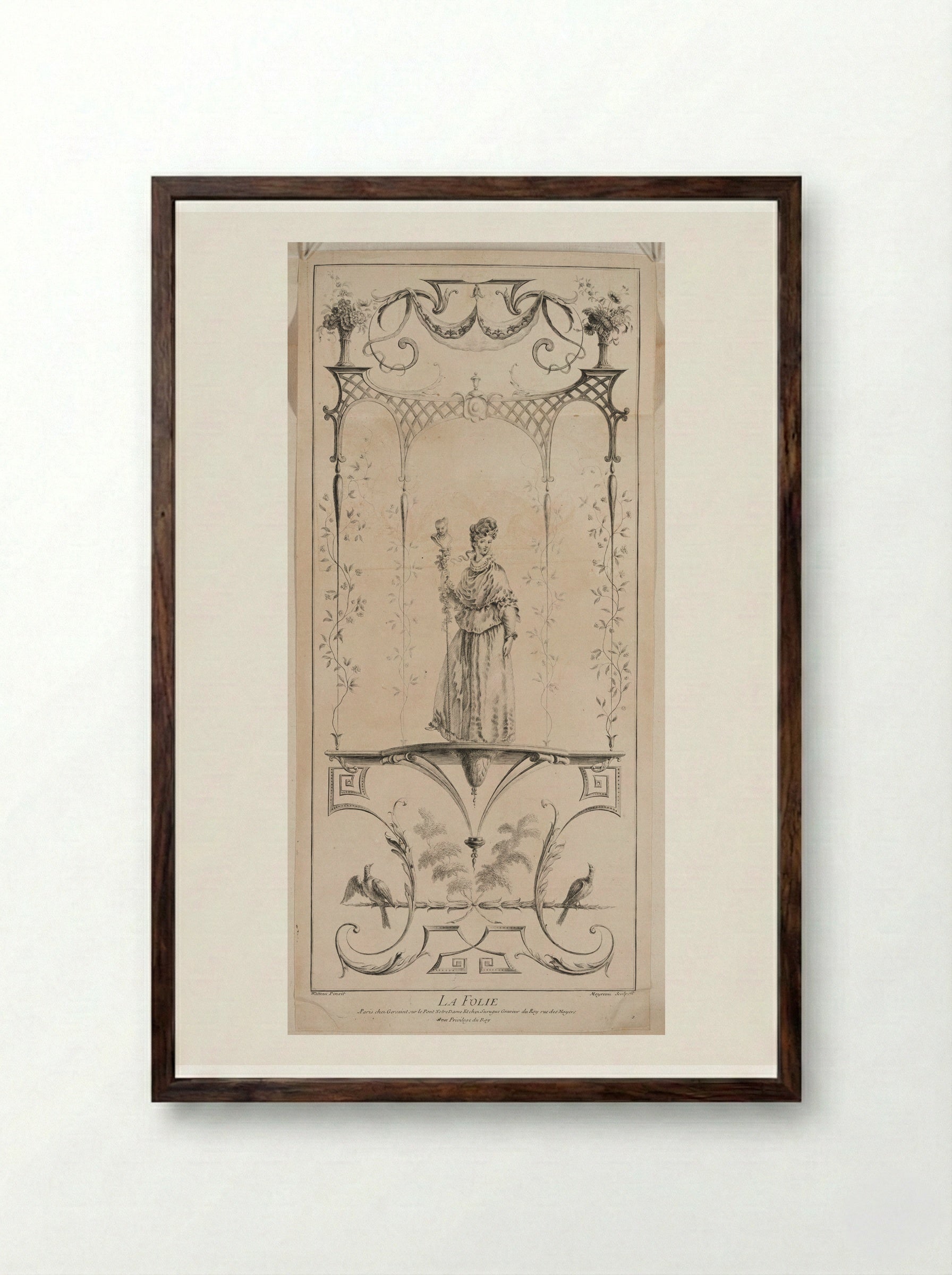 La Folie - Jean Moyreau - Framed Print Dark Wood