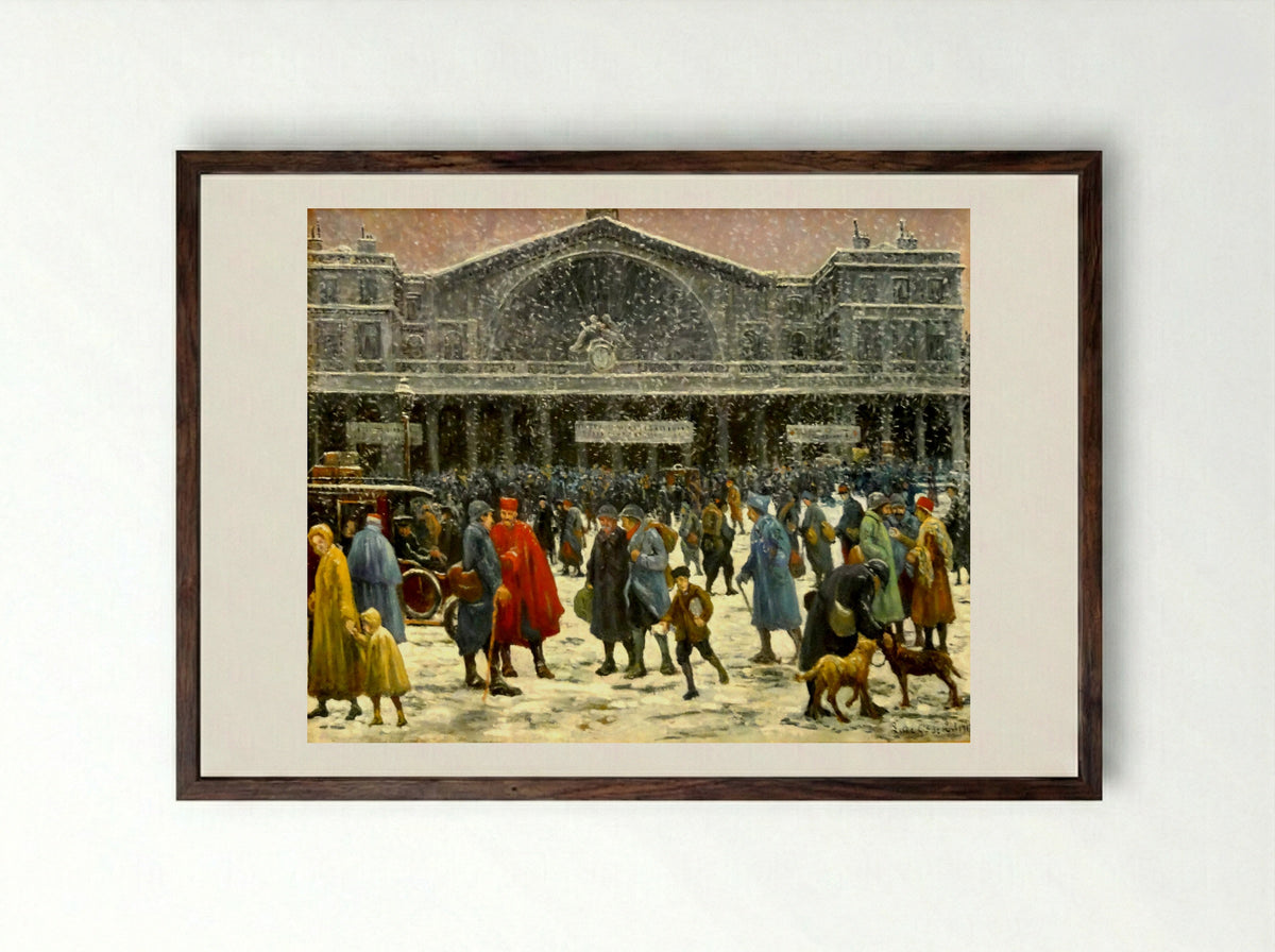 La Gare de l'Est - Maximilien Luce - Framed Print Dark Wood
