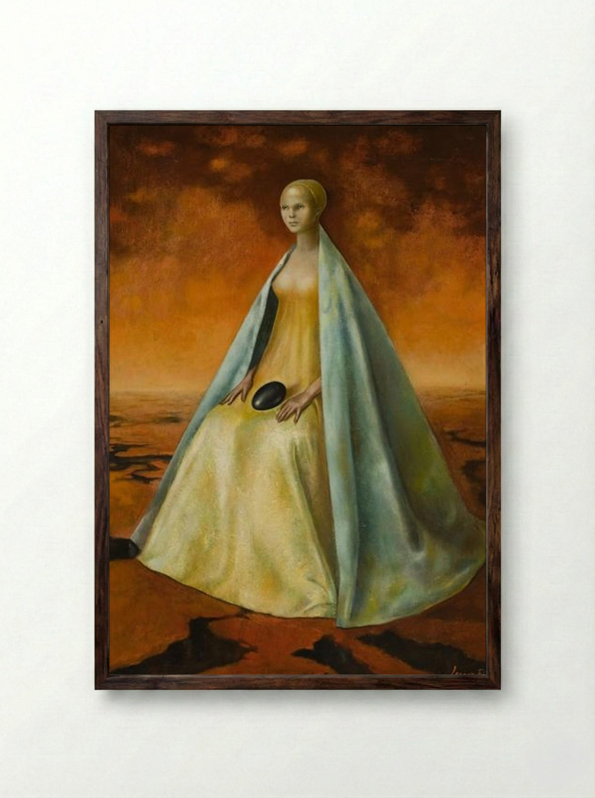 La Guardiana del Huevo negro - Leonor Fini - Framed Print Dark Wood
