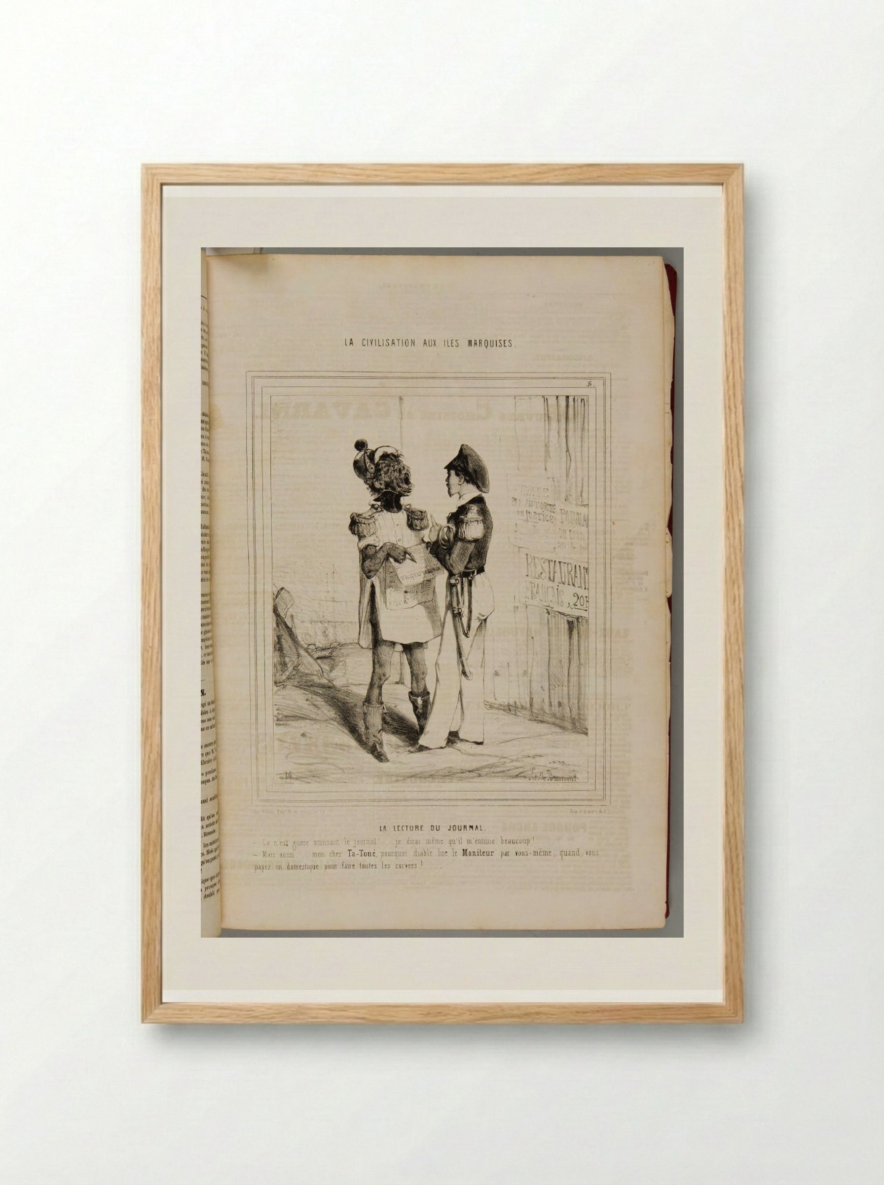 La Lecture du Journal - Honoré Daumier - Framed Print Wood