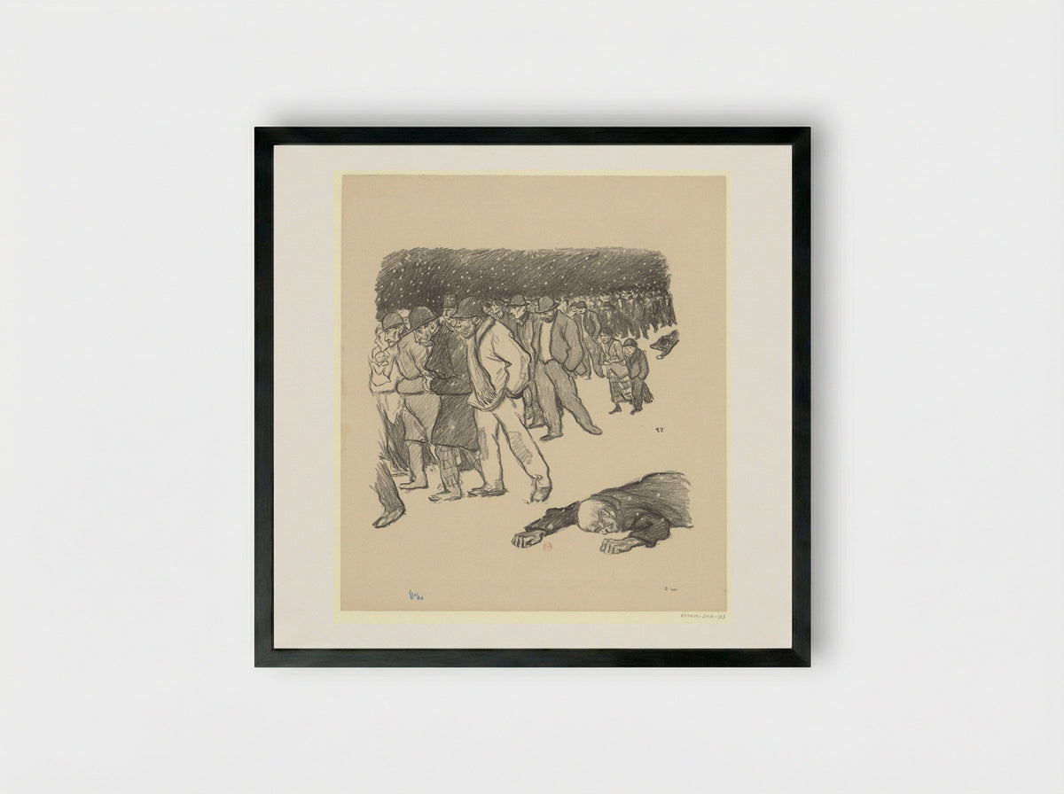 La Misère sous la neige - Théophile Steinlen - Framed Print Black