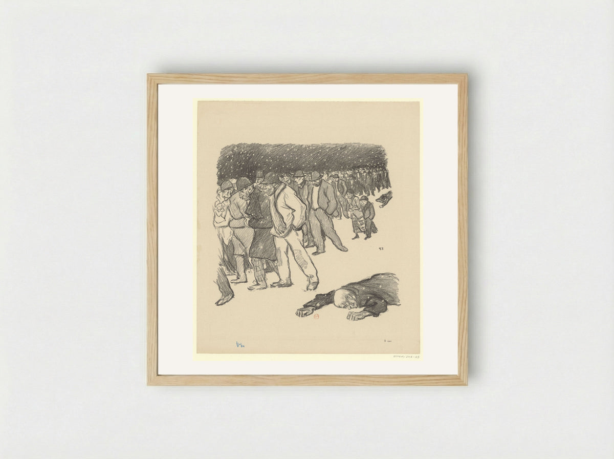 La Misère sous la neige - Théophile Steinlen - Framed Print Wood