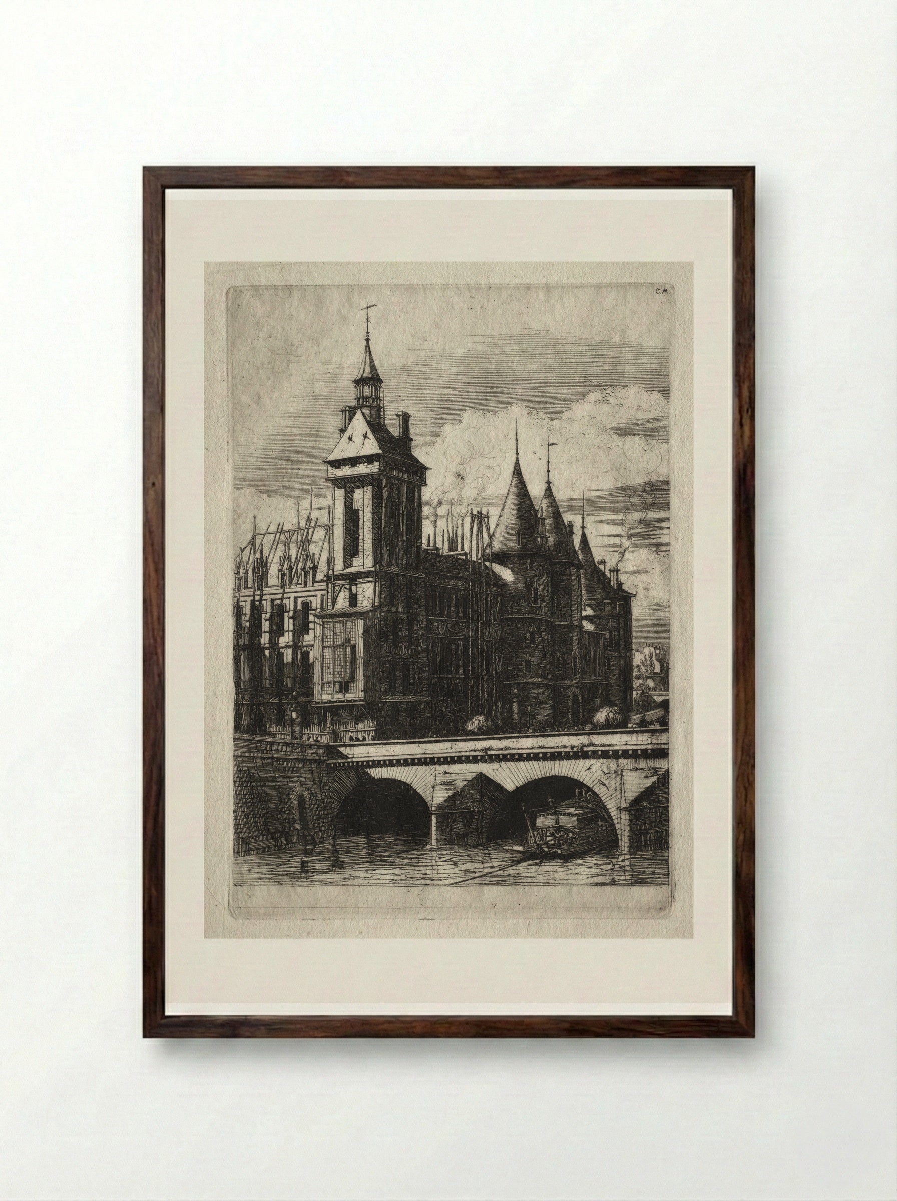 La Morgue (The Mortuary) - Charles Meryon - Framed Print Dark Wood