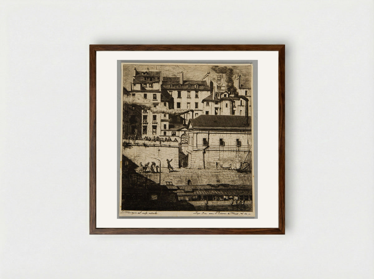 La Morgue - Charles Meryon - Framed Print Dark Wood