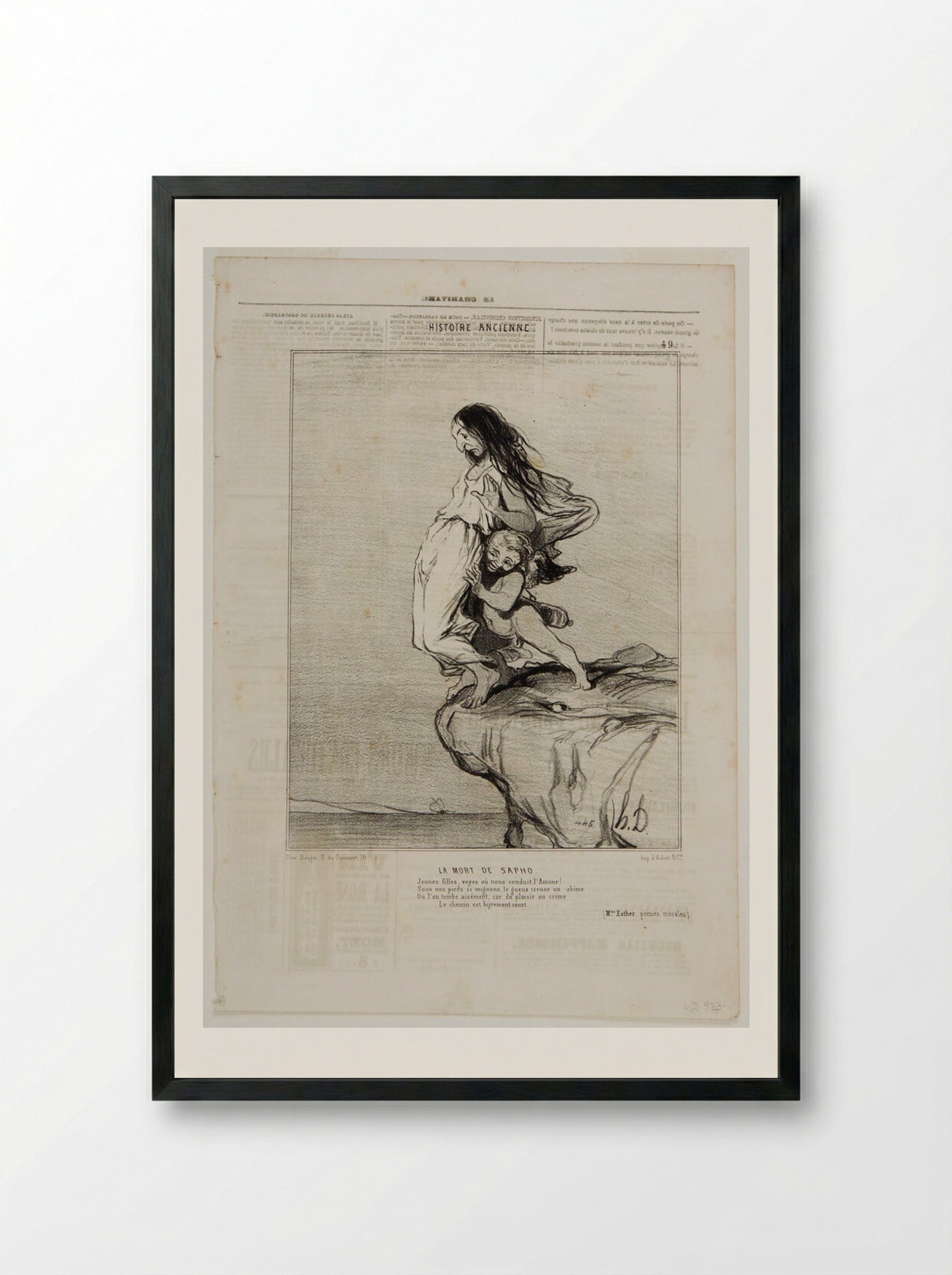 La Mort de Sapho - Honoré-Victorin Daumier - Framed Print Black