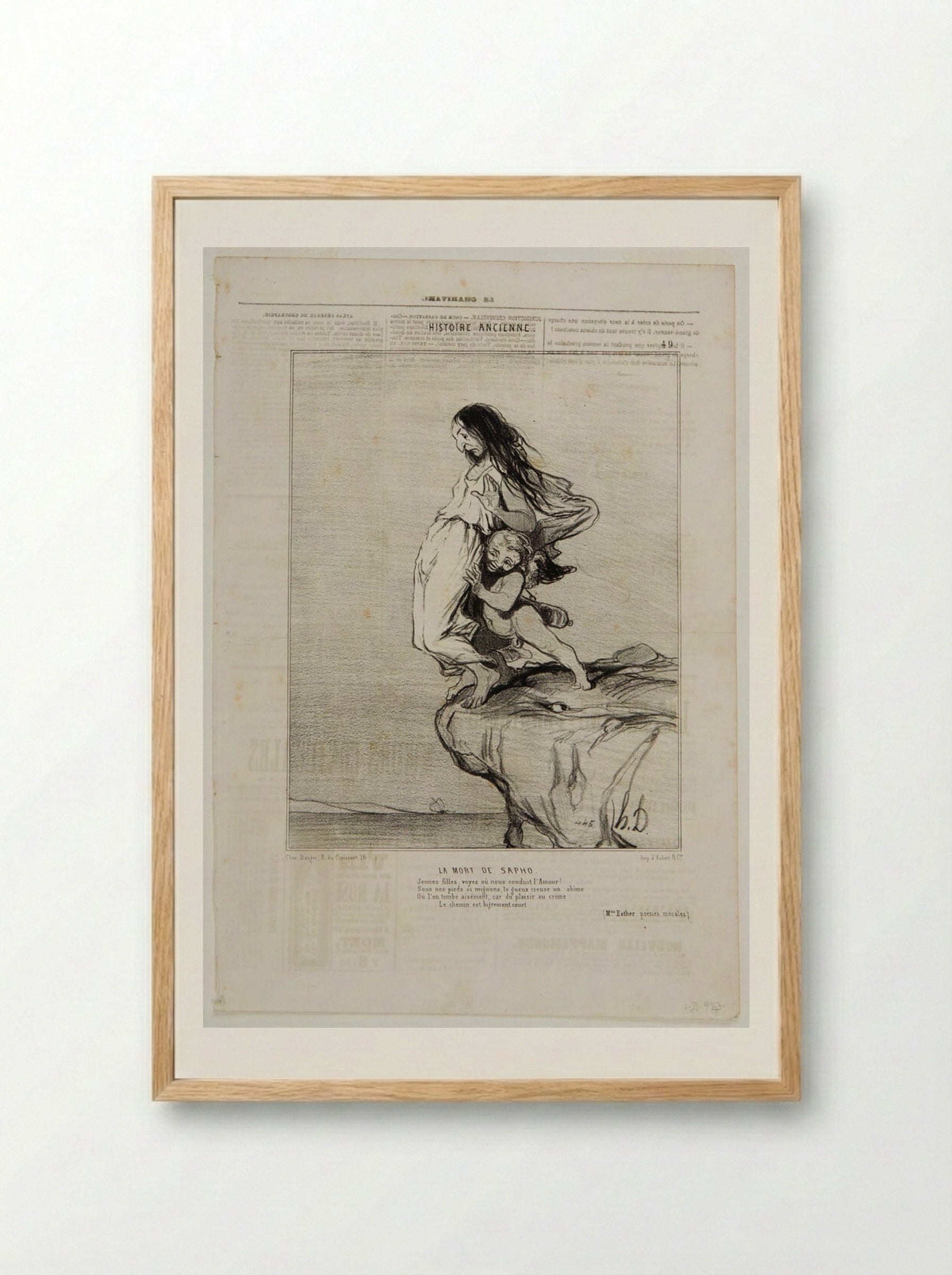 La Mort de Sapho - Honoré-Victorin Daumier - Framed Print Wood