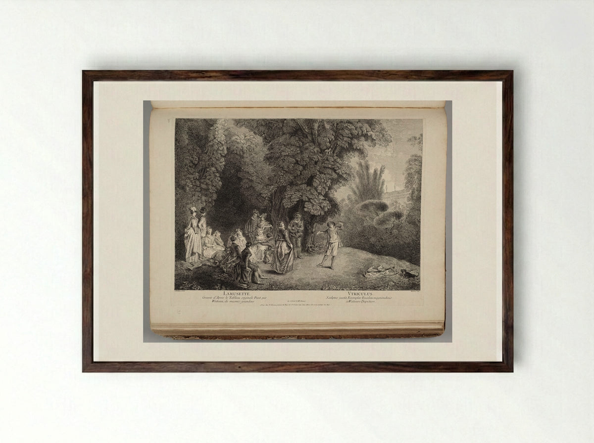 La Musette (The Bagpipe) - Jean Moyreau - Framed Print Dark Wood