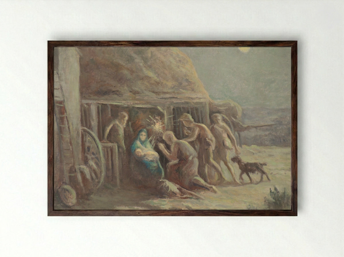 La Nativité, Rolleboise - Maximilien Luce - Framed Print Dark Wood
