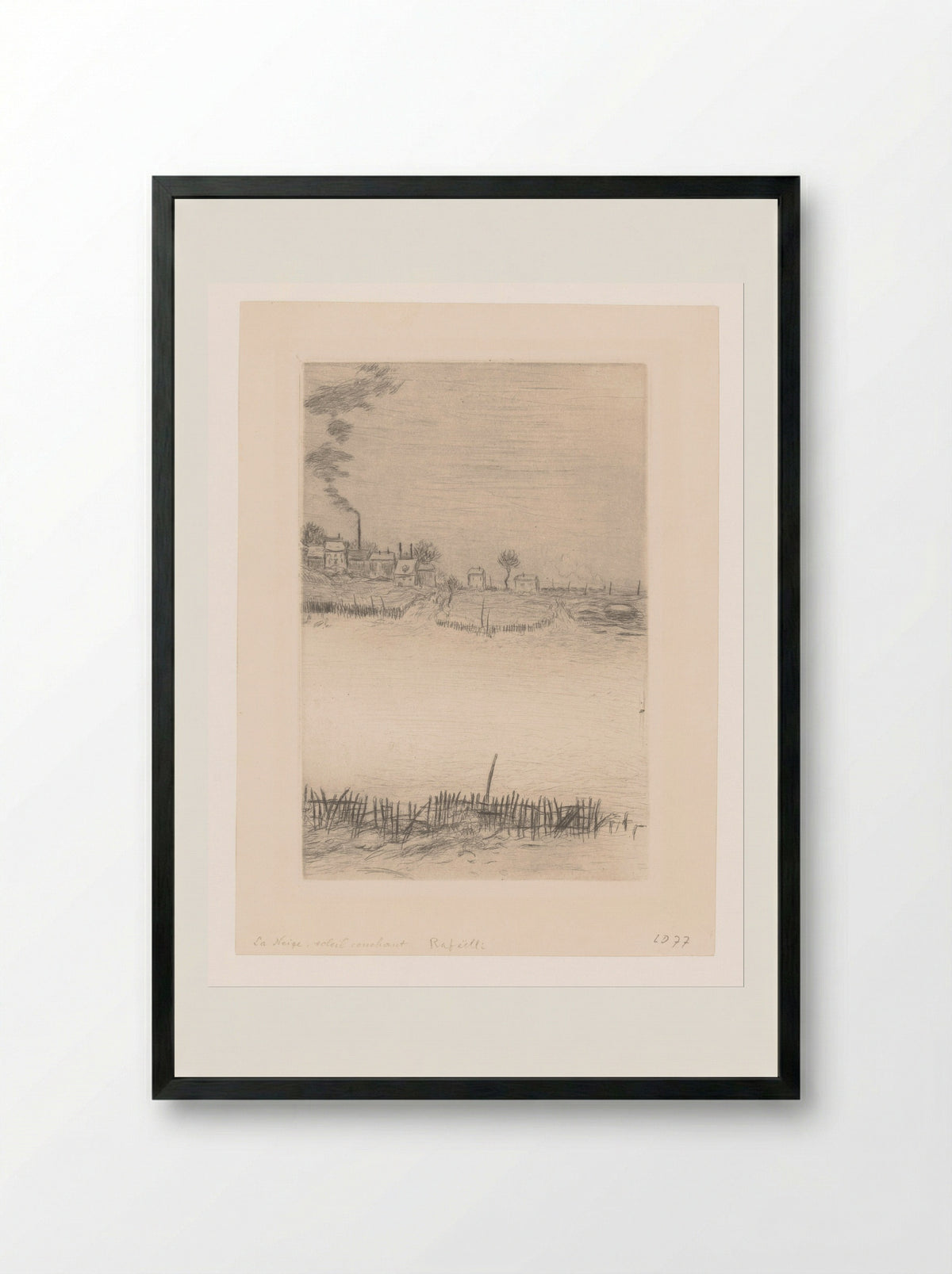 La Neige, soleil couchant - Jean-François Raffaëlli - Framed Print Black