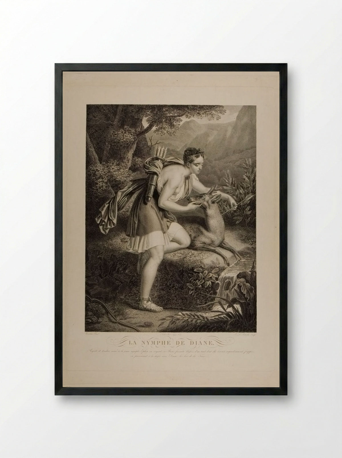 La Nymphe de Diane - Jean-Louis Potrelle - Framed Print Black