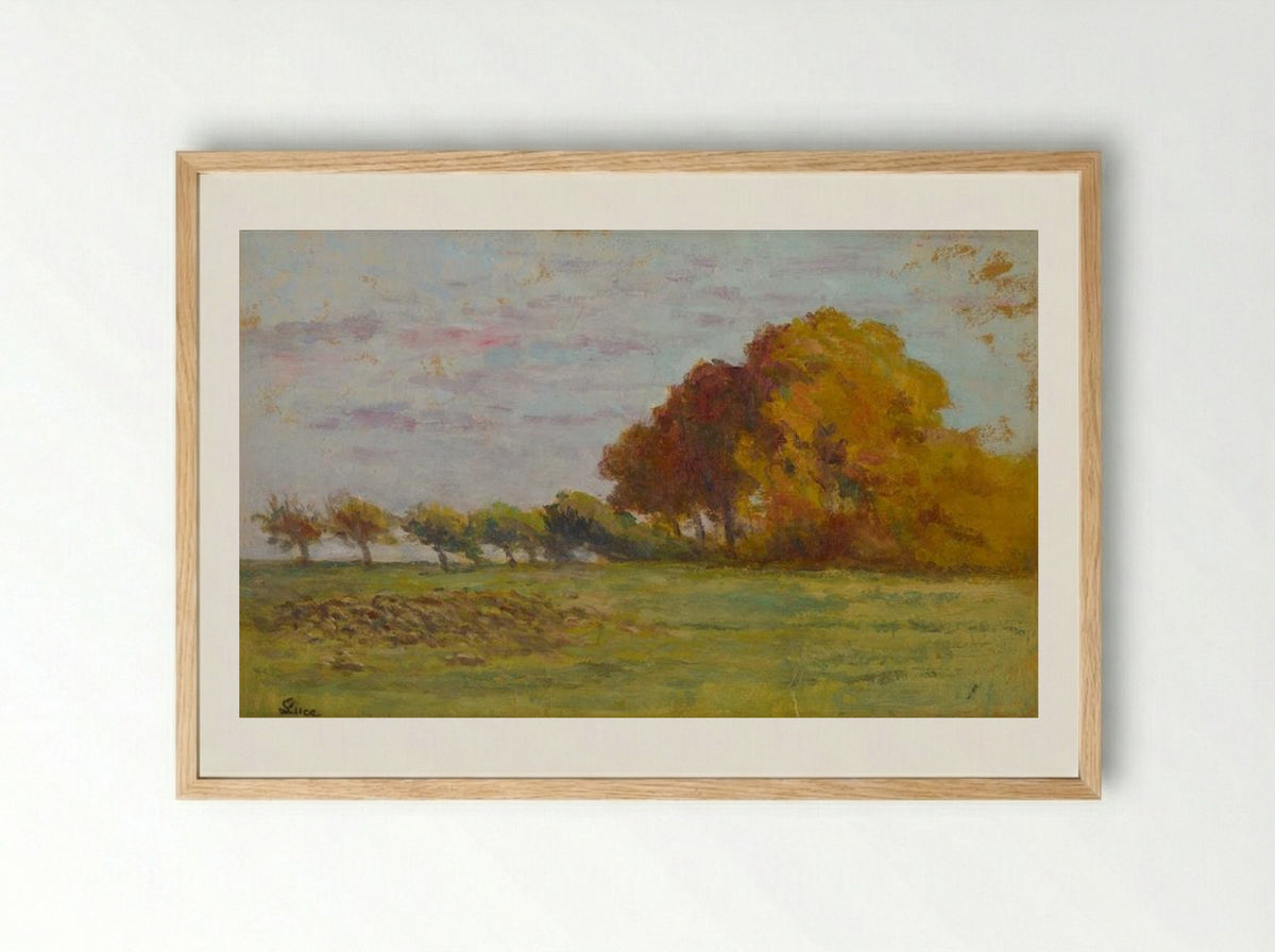 La Plaine Aux Environs De Rolleboise - Maximilien Luce - Framed Print Wood