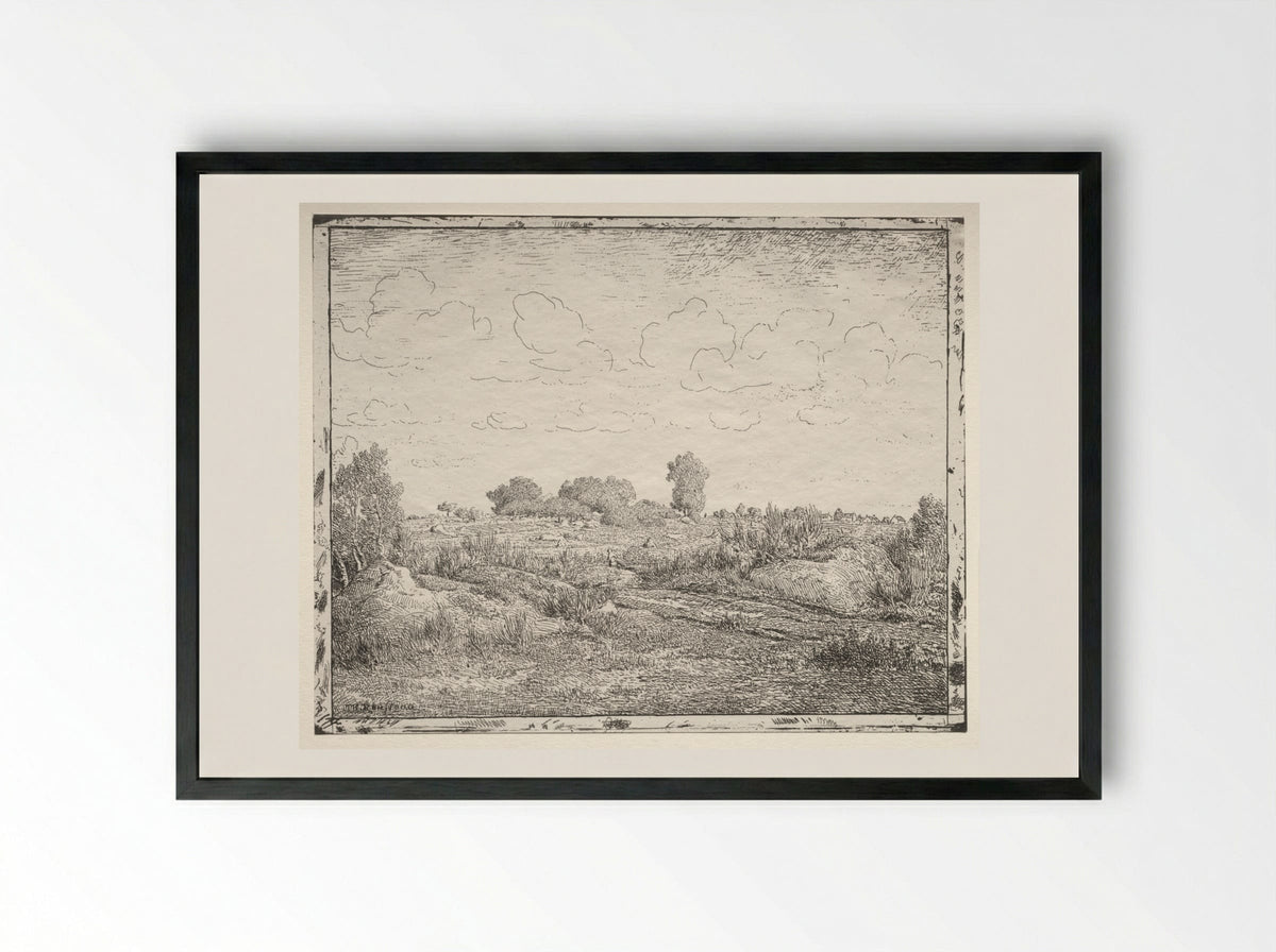 La Plaine de la Plante à Biau - Théodore Rousseau - Framed Print Black