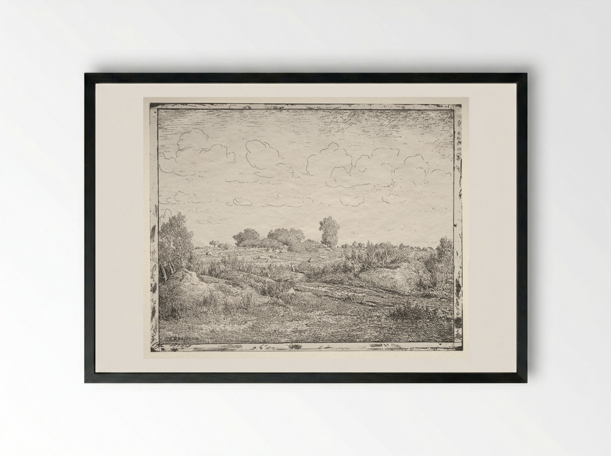 La Plaine de la Plante à Biau - Théodore Rousseau - Framed Print Black