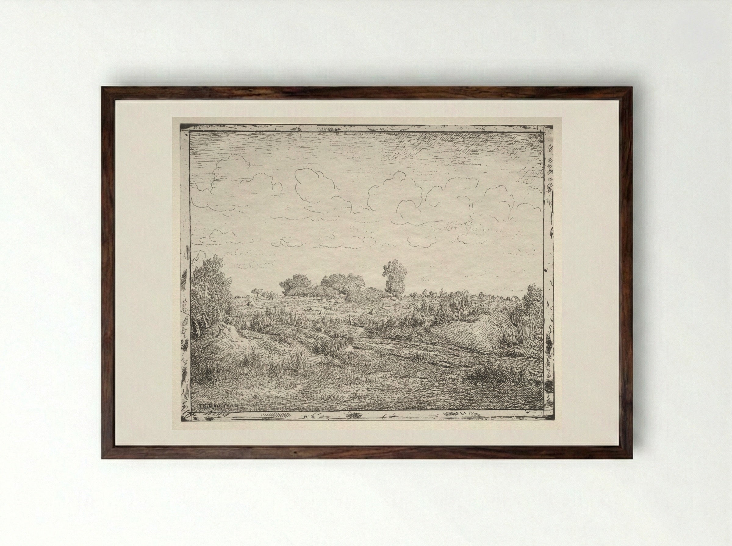 La Plaine de la Plante à Biau - Théodore Rousseau - Framed Print Dark Wood