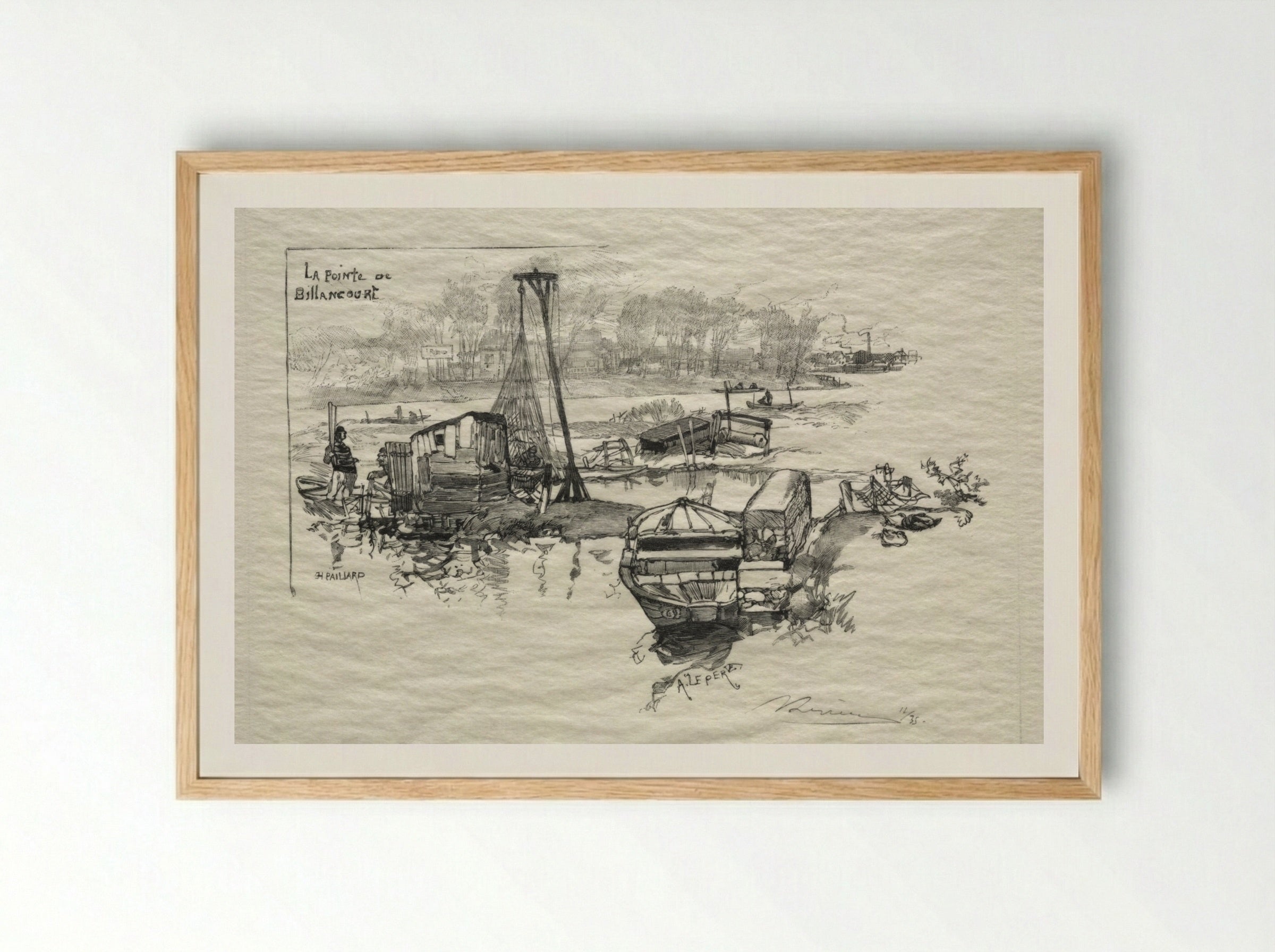 La Pointe de Billancourt - Auguste Louis Lepère - Framed Print Wood