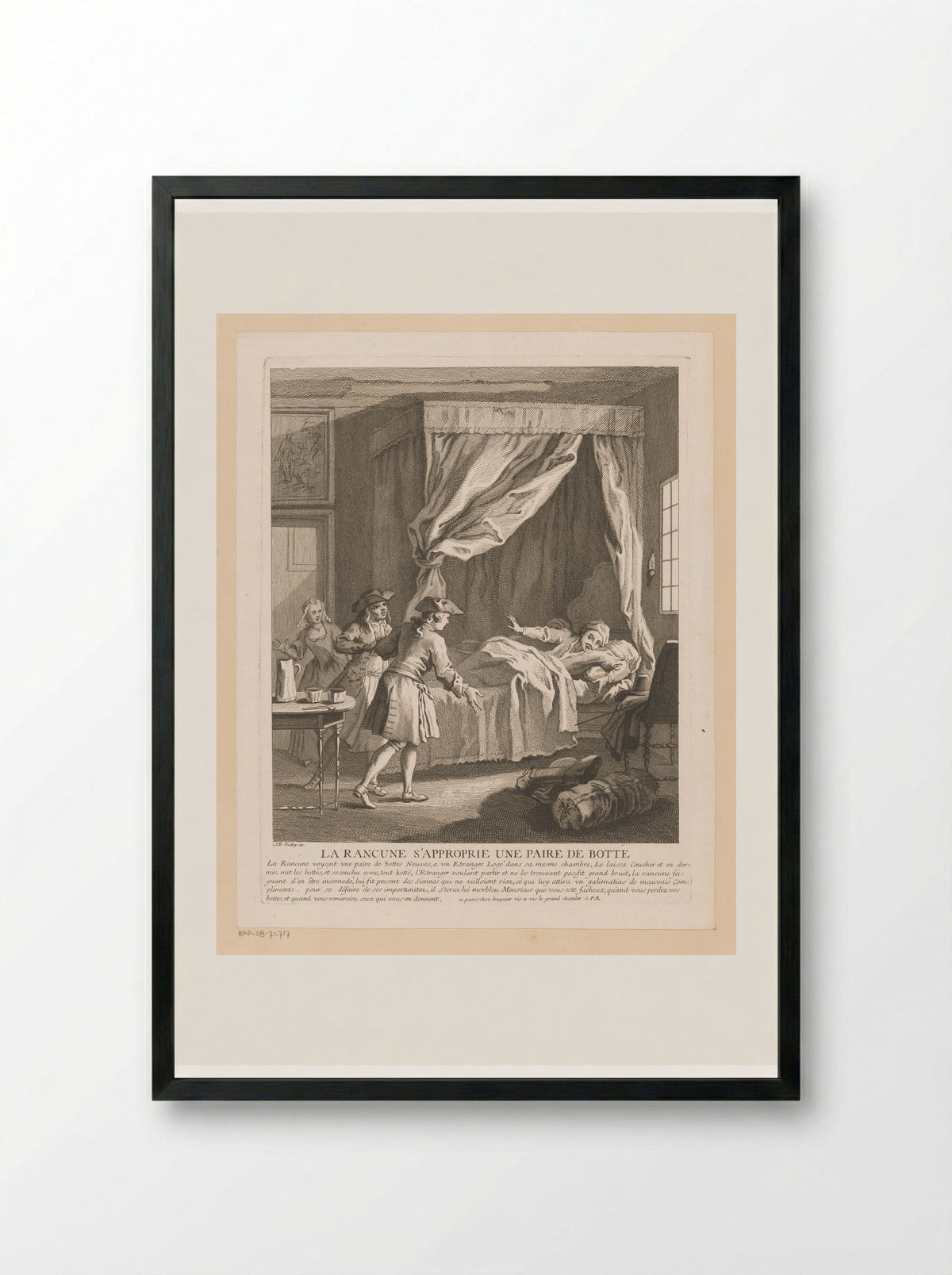 La Rancune s'approprie une paire de bottes - Gabriel Huquier - Framed Print Black